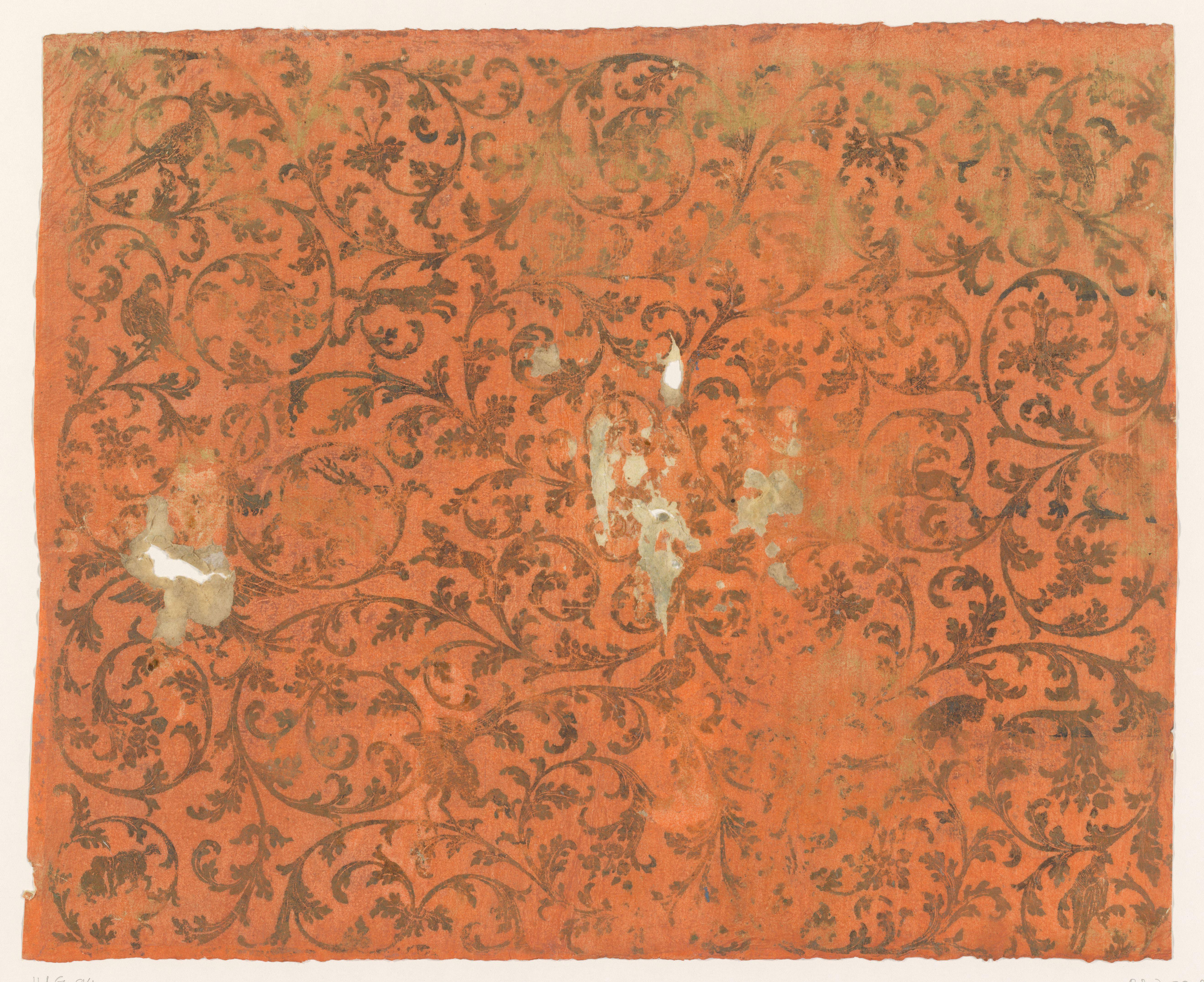 Blad met ranken met bloemen en dieren