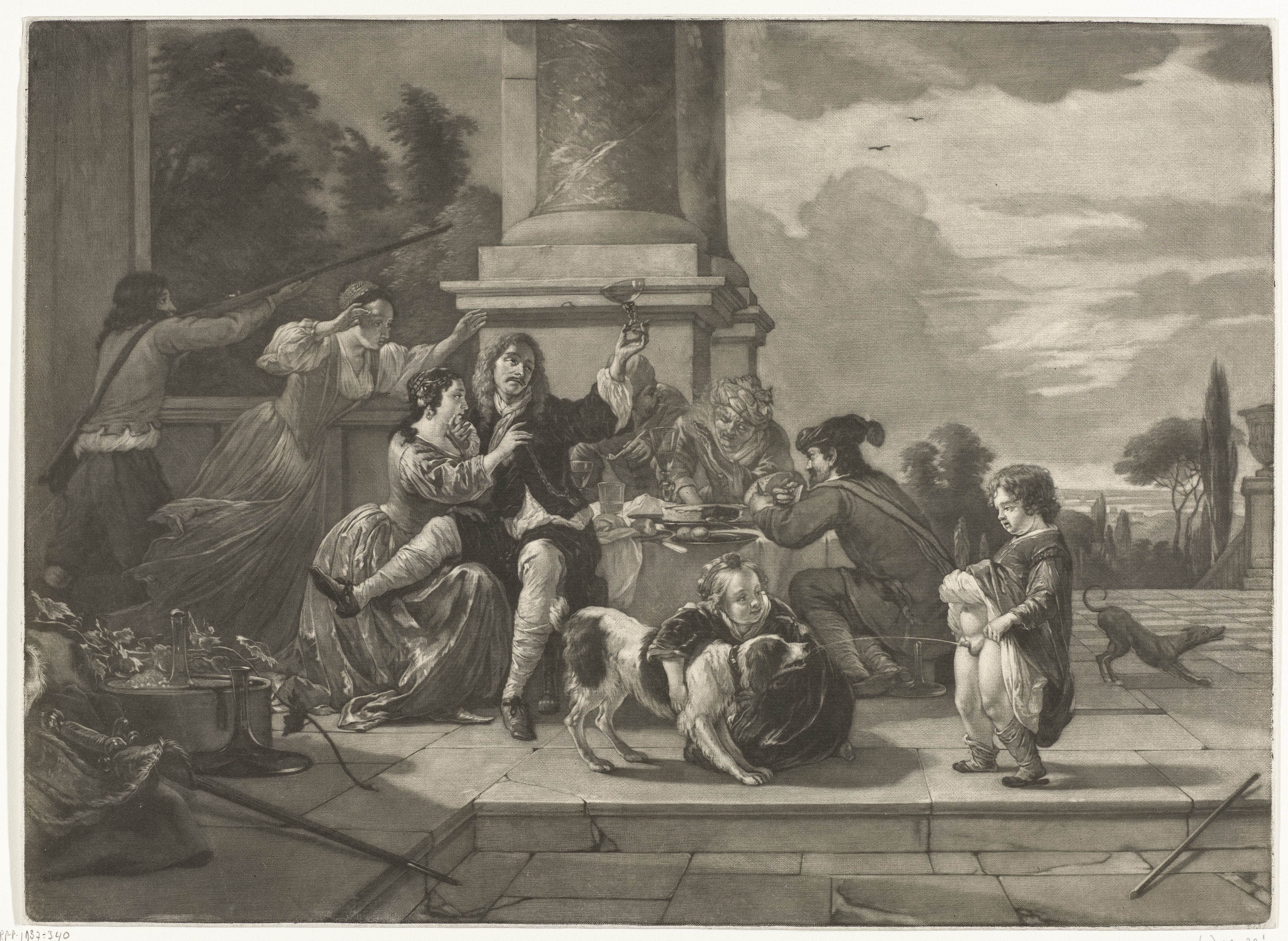Vrolijk gezelschap op een terras