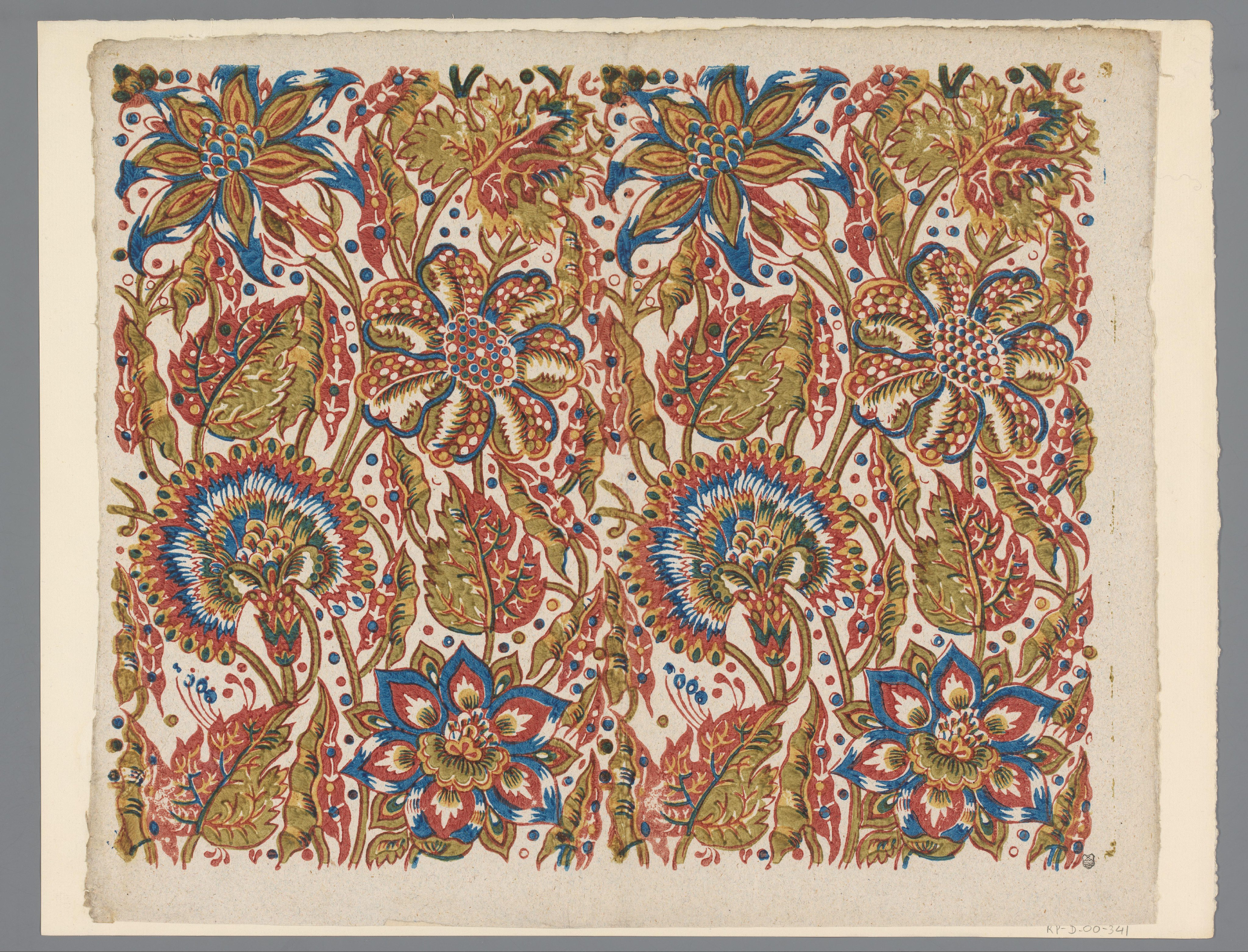 Blad met grote bloemen en bladeren