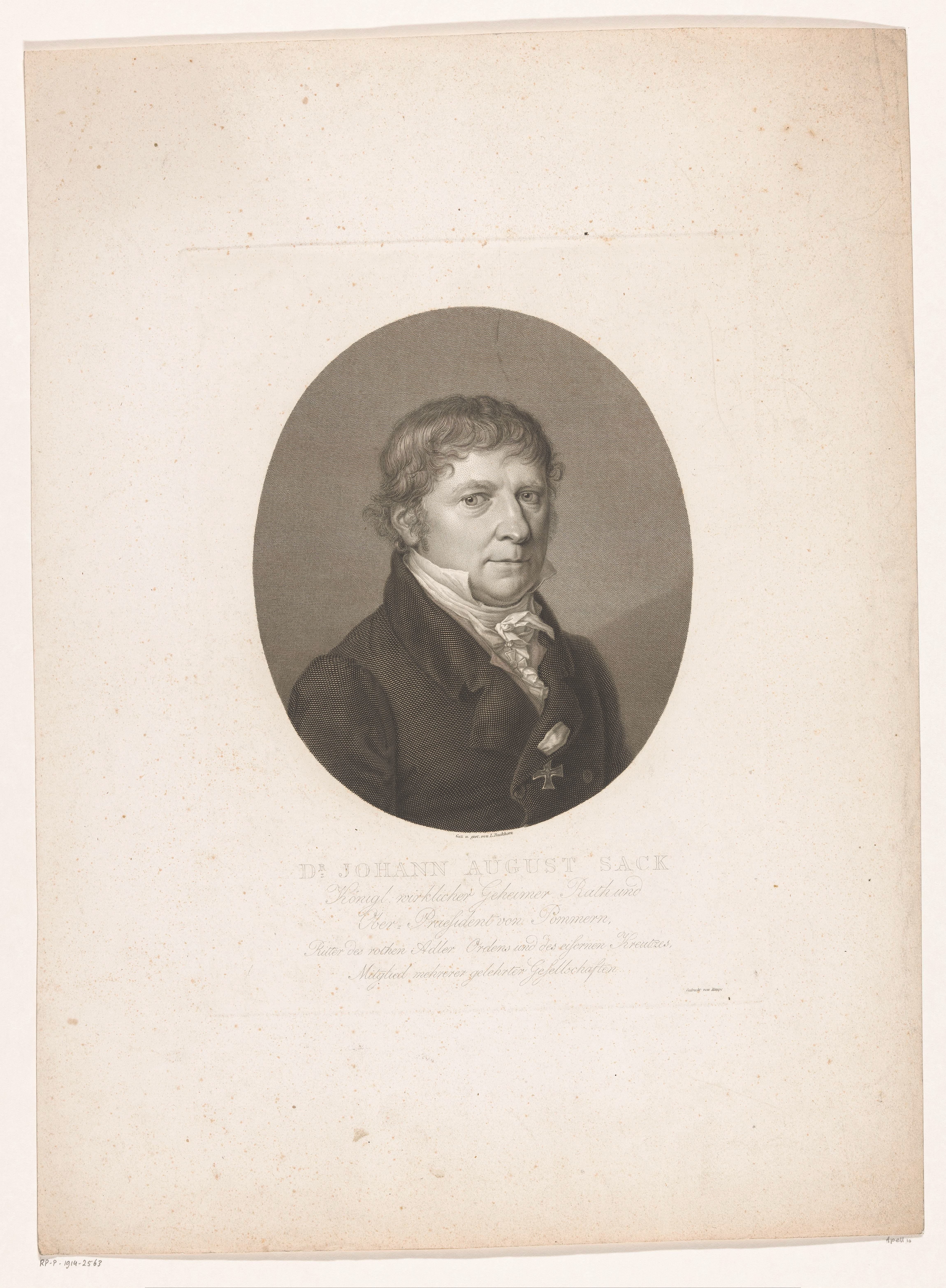 Portret van Johann August Sack