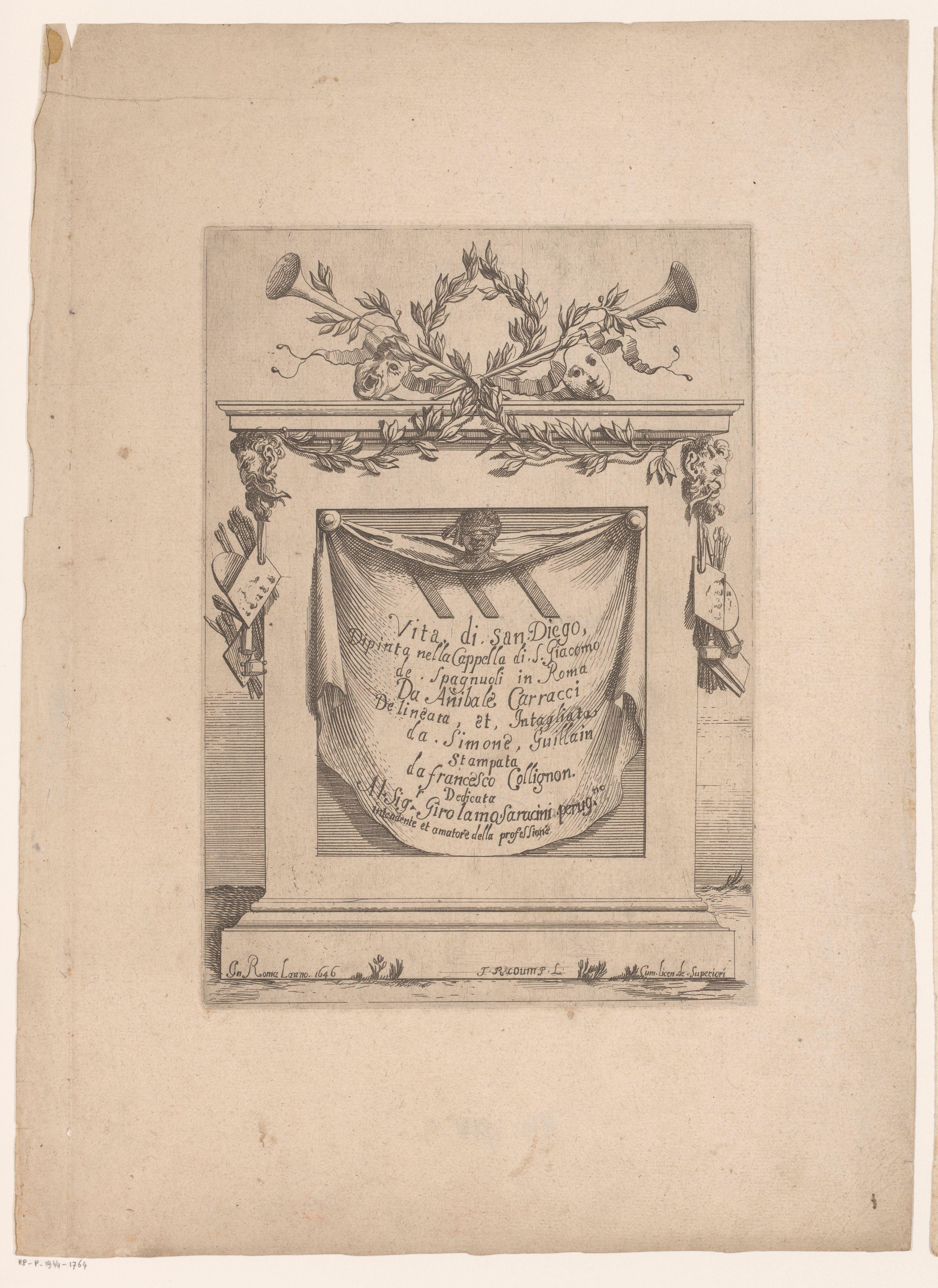Titelprent met attributen van de kunsten