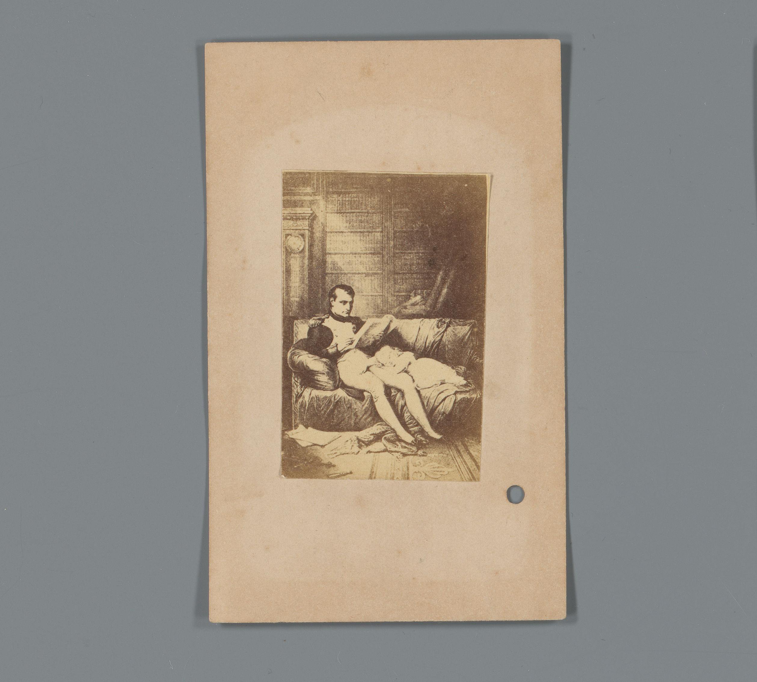 Fotoreproductie van het schilderij Napoleon en zijn zoon door Carl von steuben als toegangsbewijs voor een expositie van Honest Mac