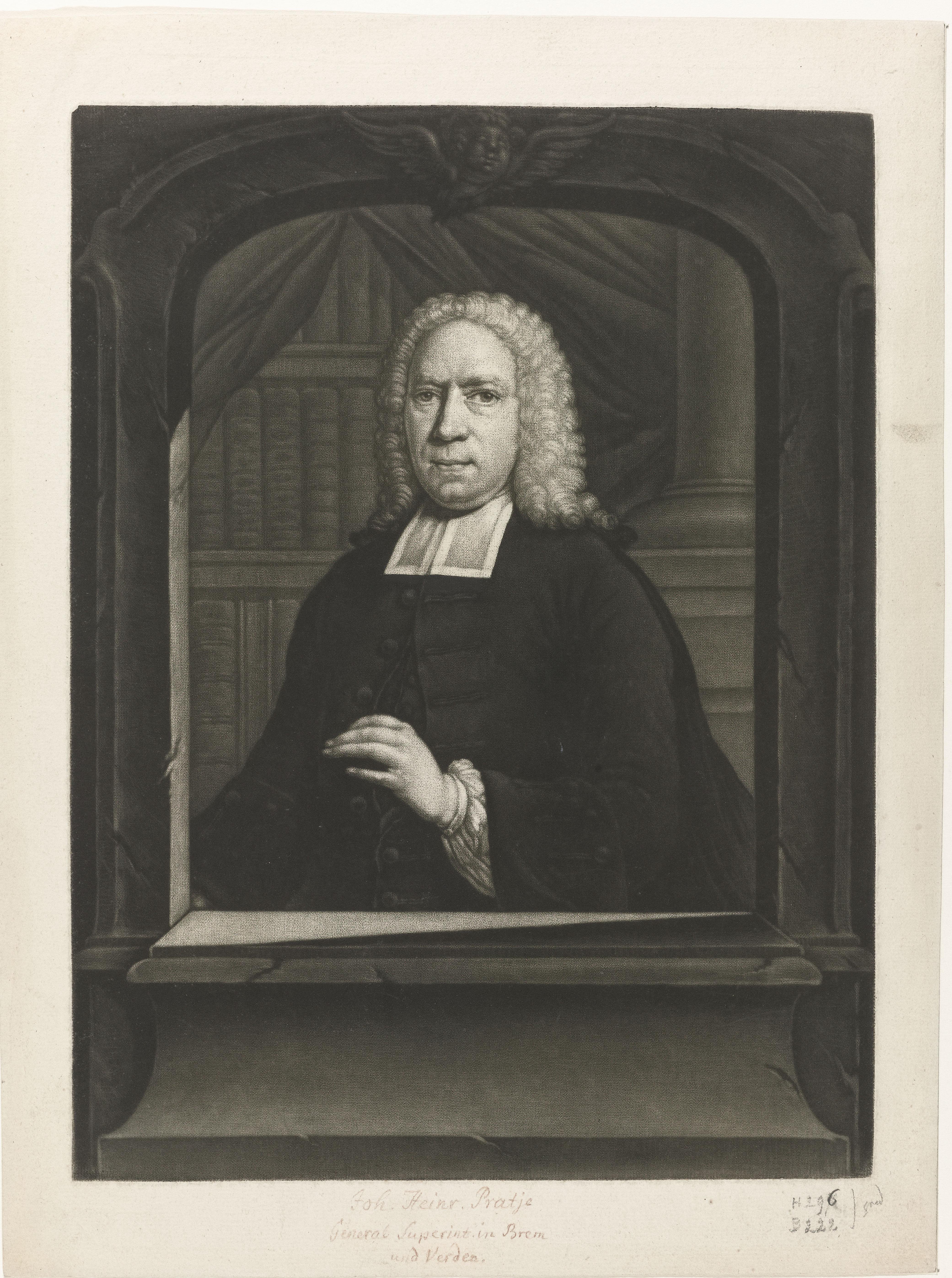 Portret van Johann Hinrich Pratje