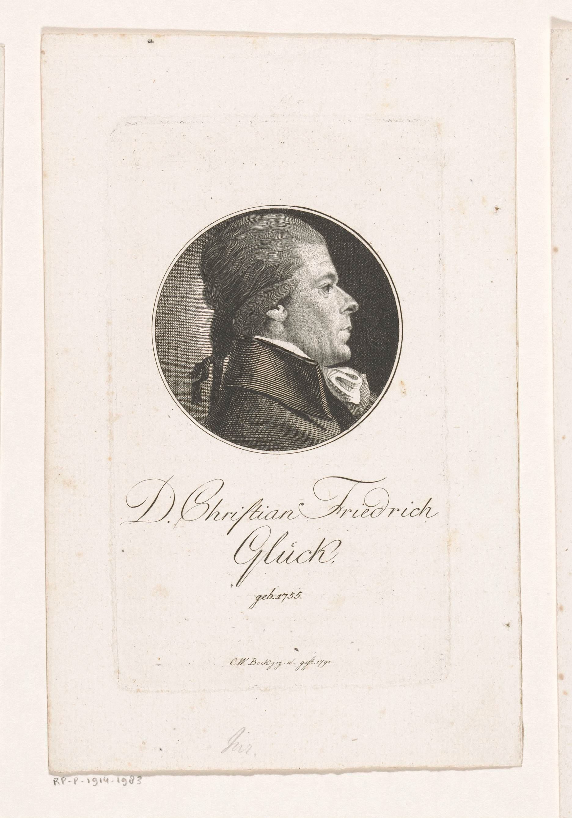 Portret van Christian Friedrich Glück