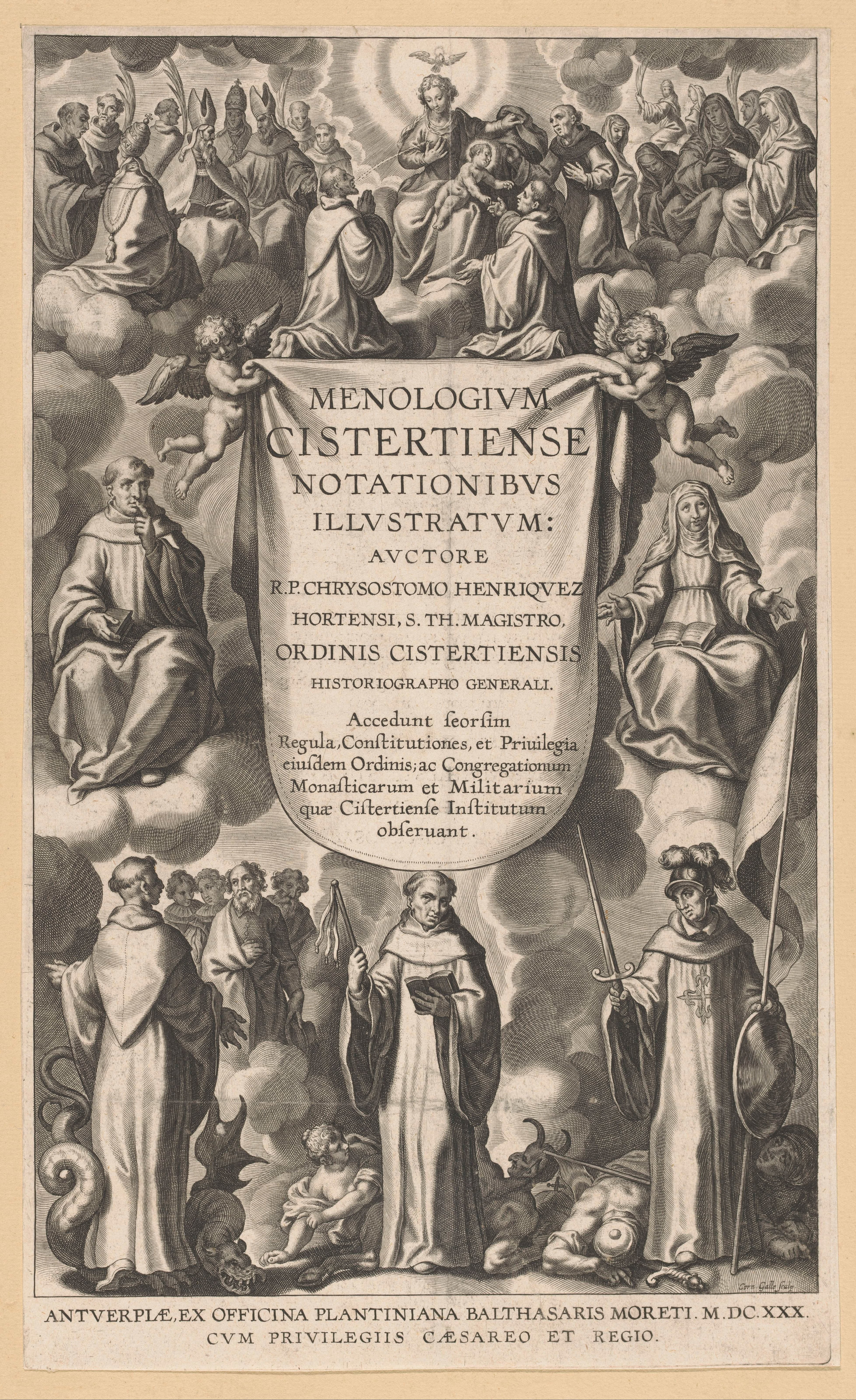 Allegorische titelpagina met Cisterciënzer heiligen