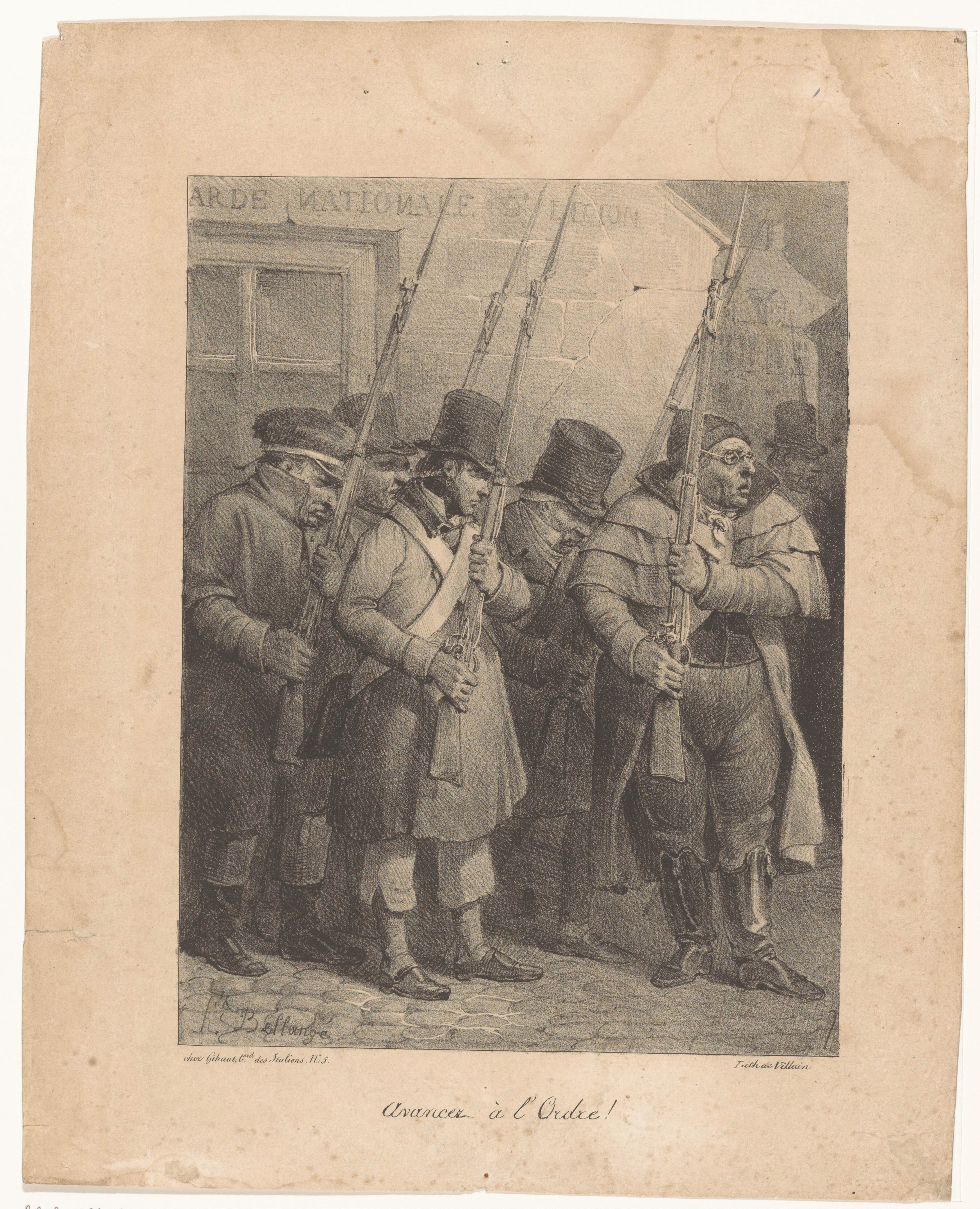 Soldaten van de Nationale Garde in slagorde