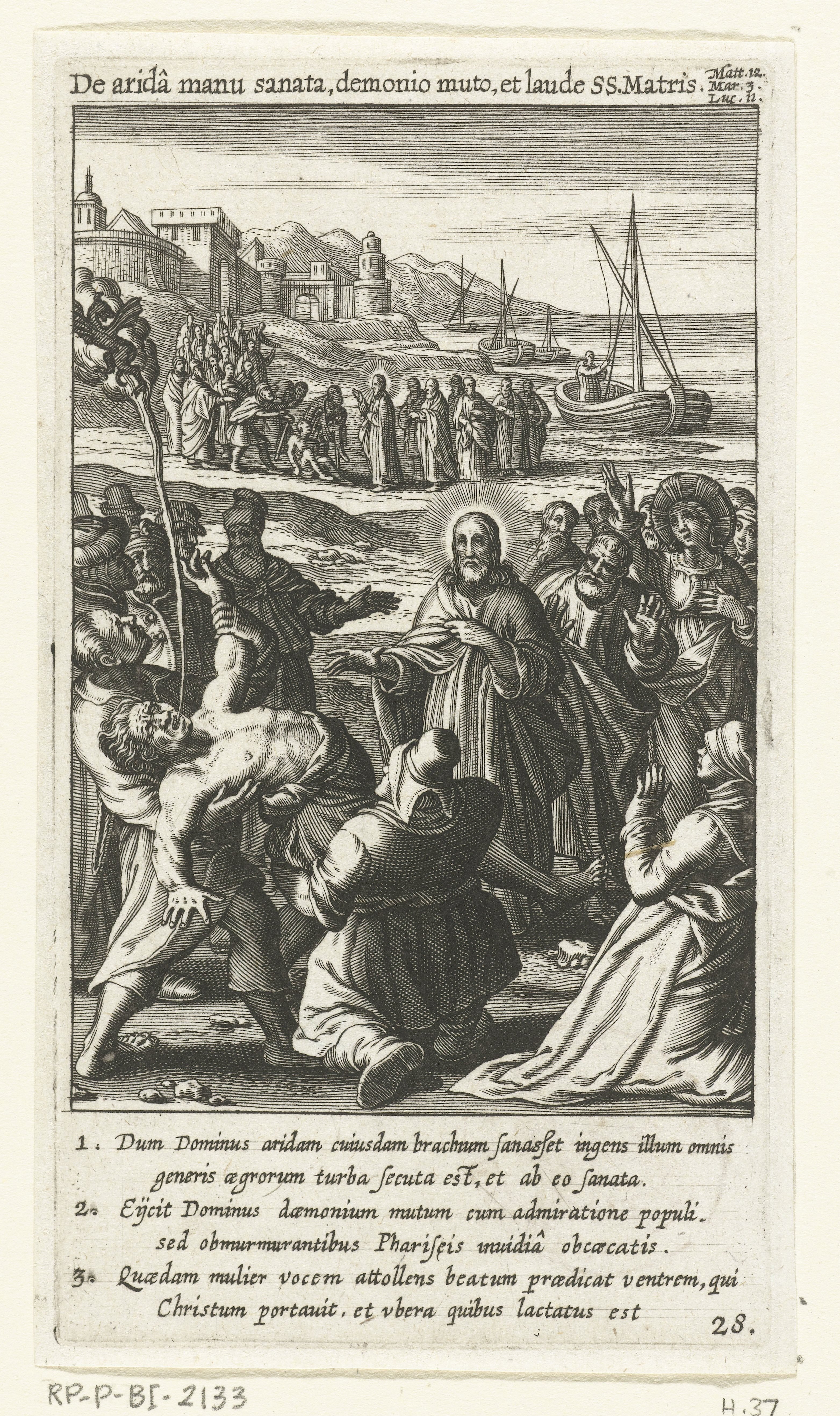 Christus geneest een bezeten man voor het oog van de Farizeeën en schriftgeleerden
