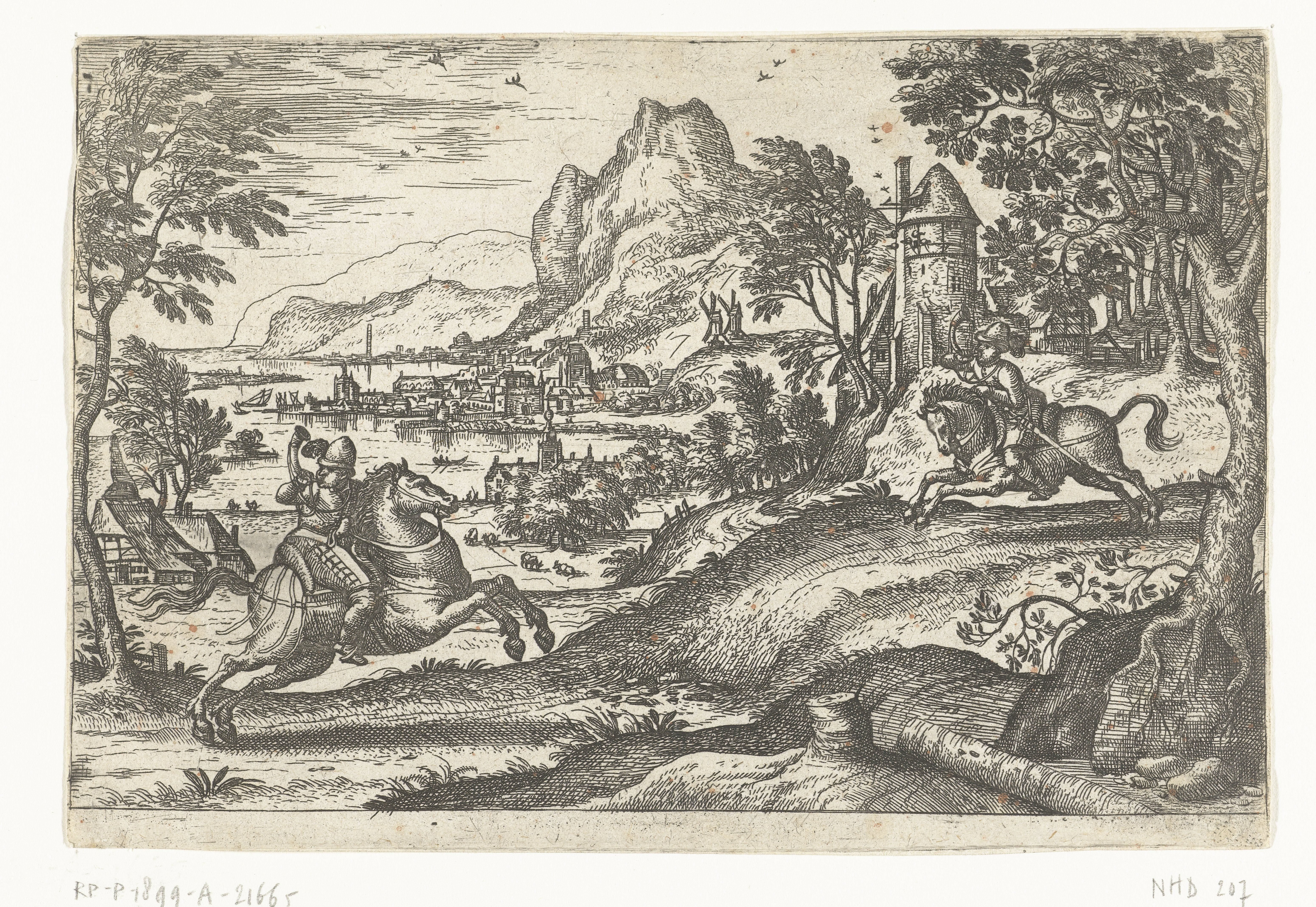Landschap met twee ruiters.