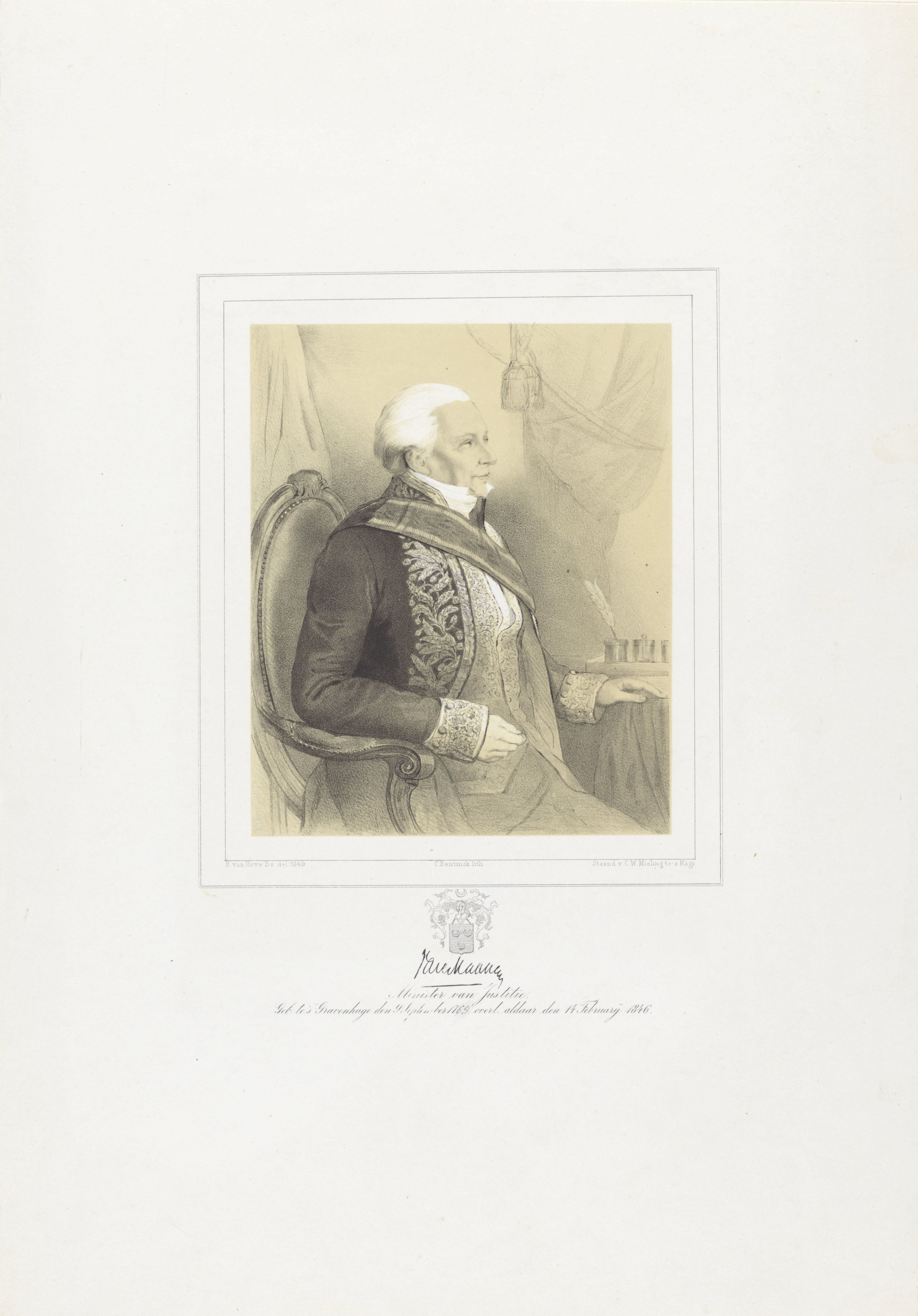 Portret van minister Cornelis Felix van Maanen