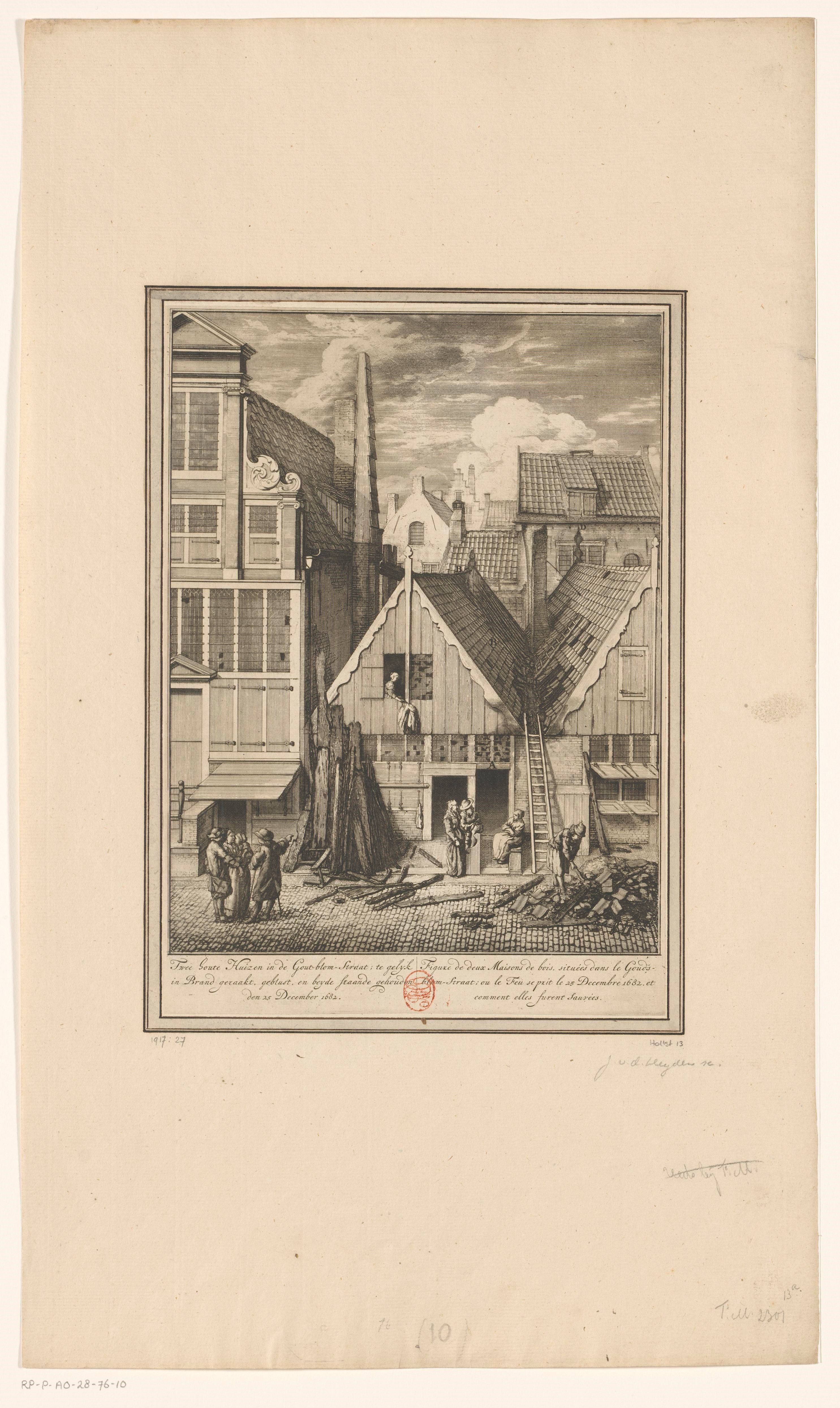 Uitgebrande huizen in de Goudsbloemstraat te Amsterdam, 1682