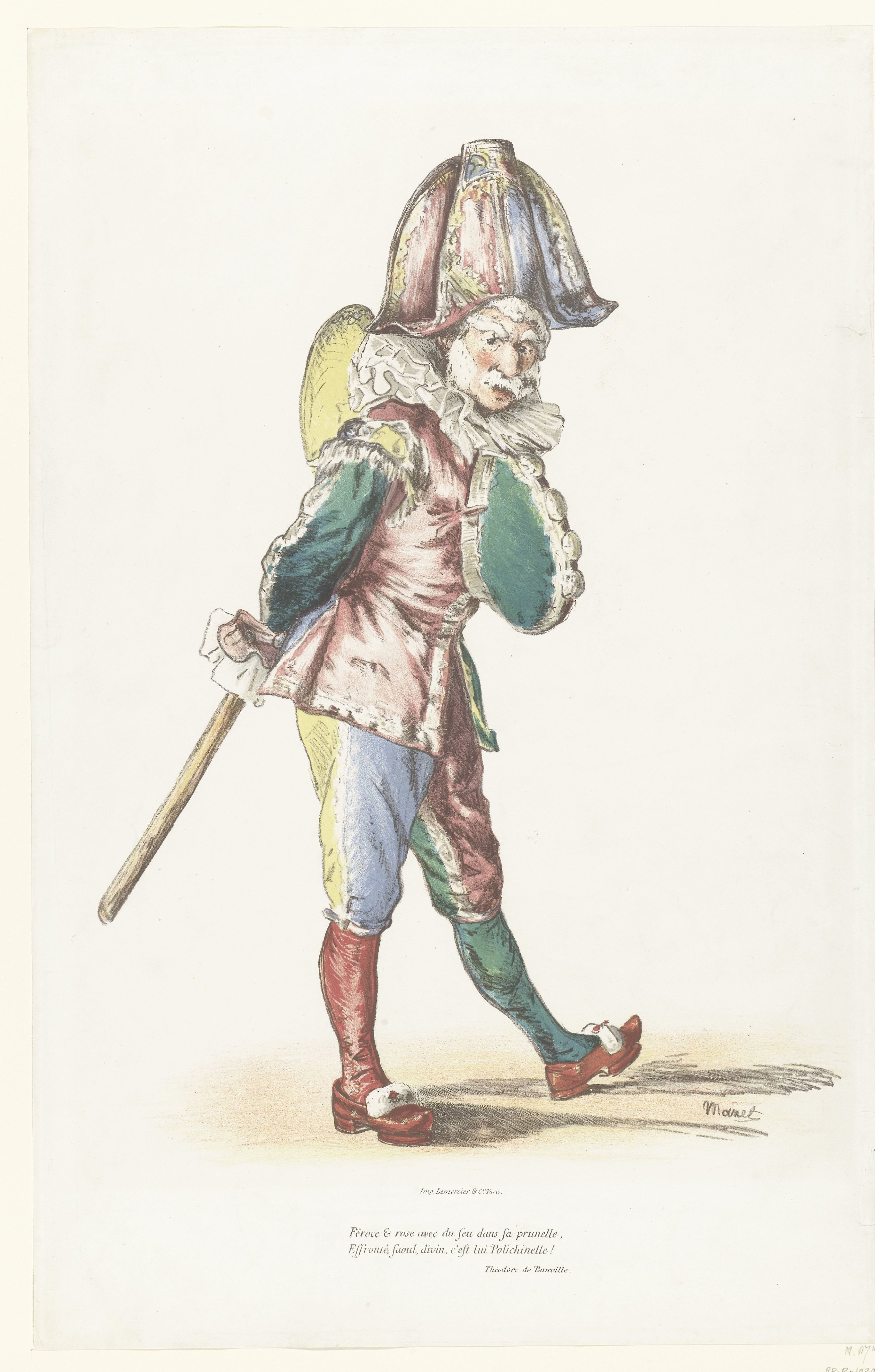 Toneelspeler als komische figuur Polichinelle