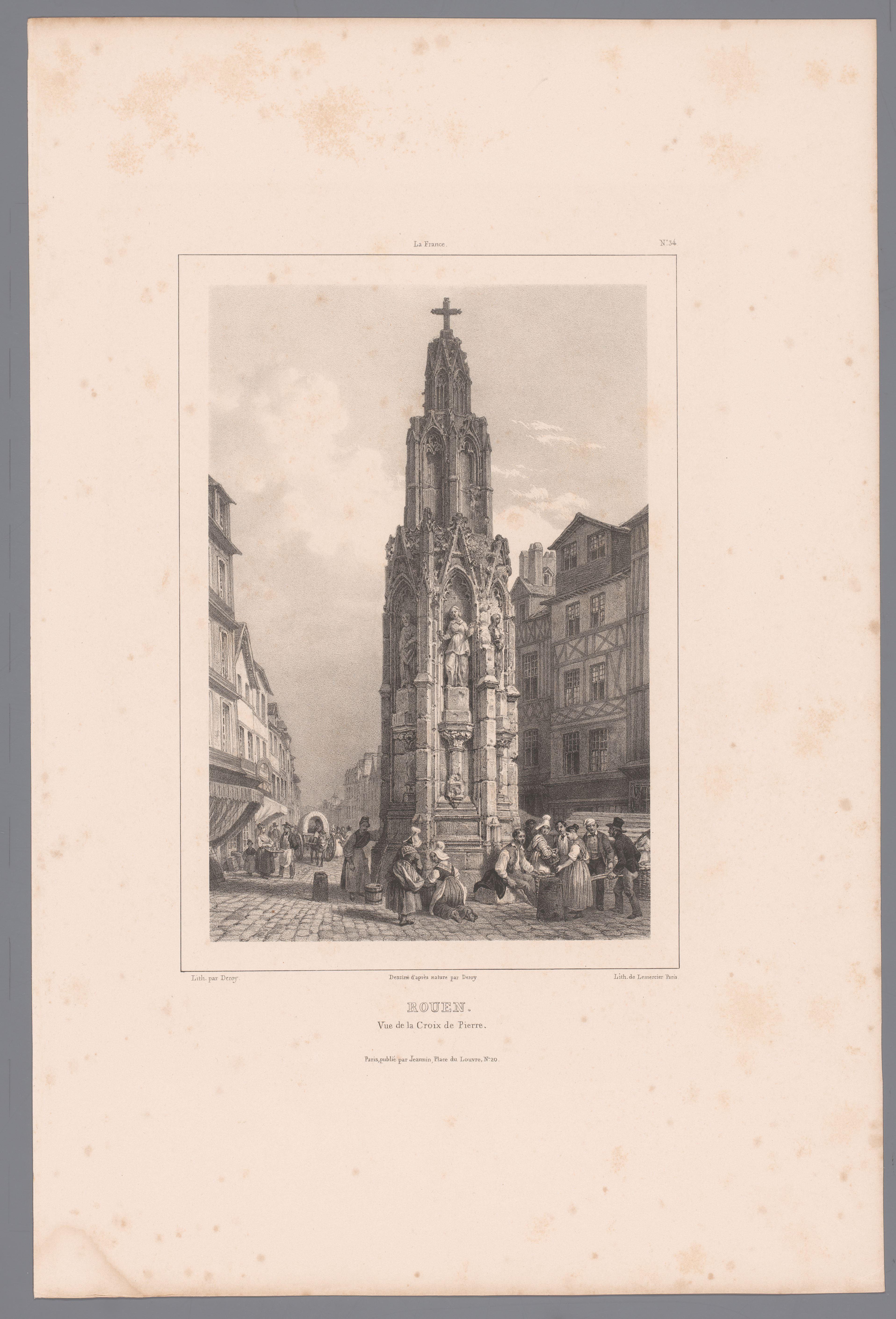 Zicht op de fontaine de la Croix-de-Pierre te Rouen