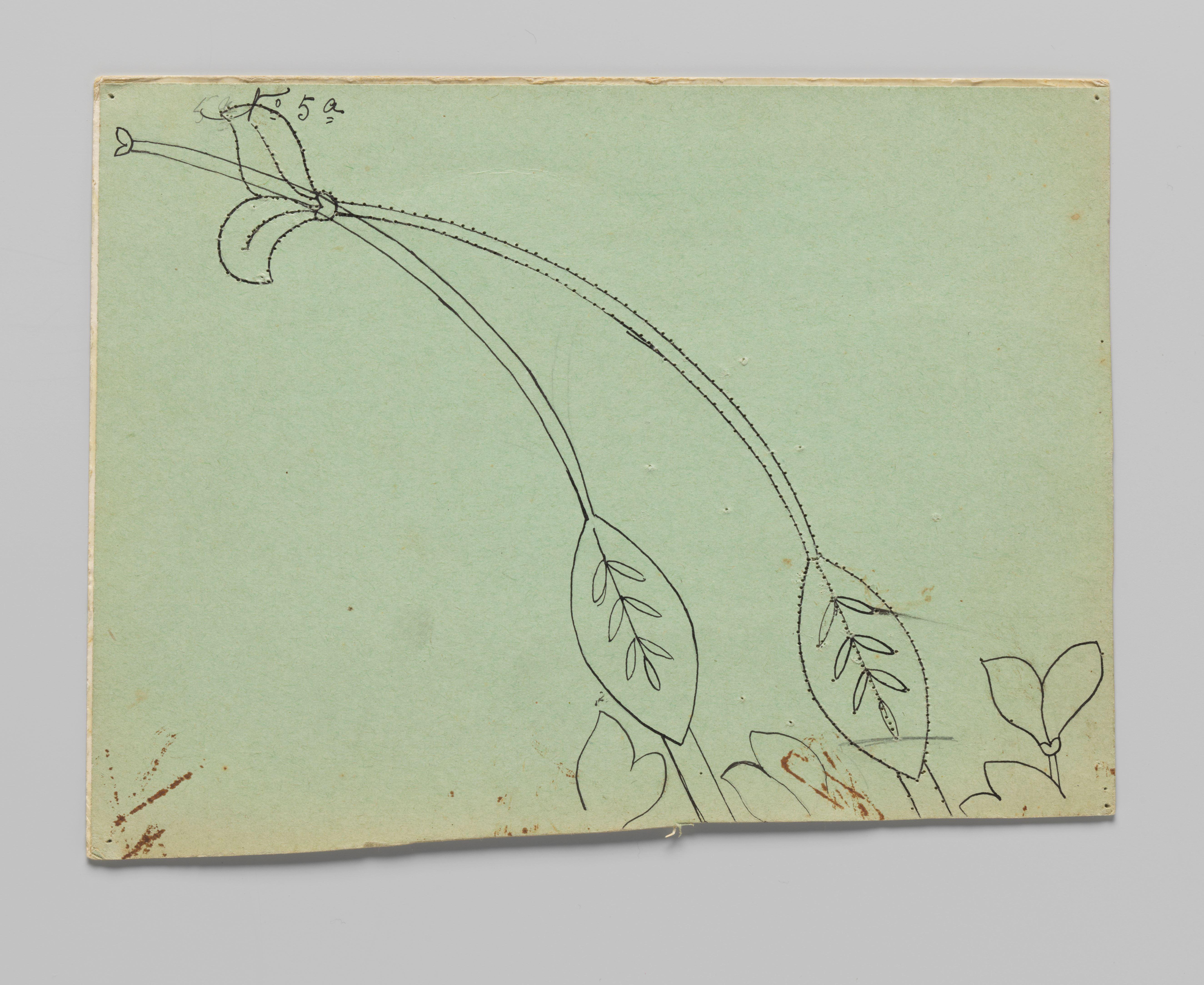 Kantpatroon voor een kleed van kloskant met goudenregentakken en -bloemen