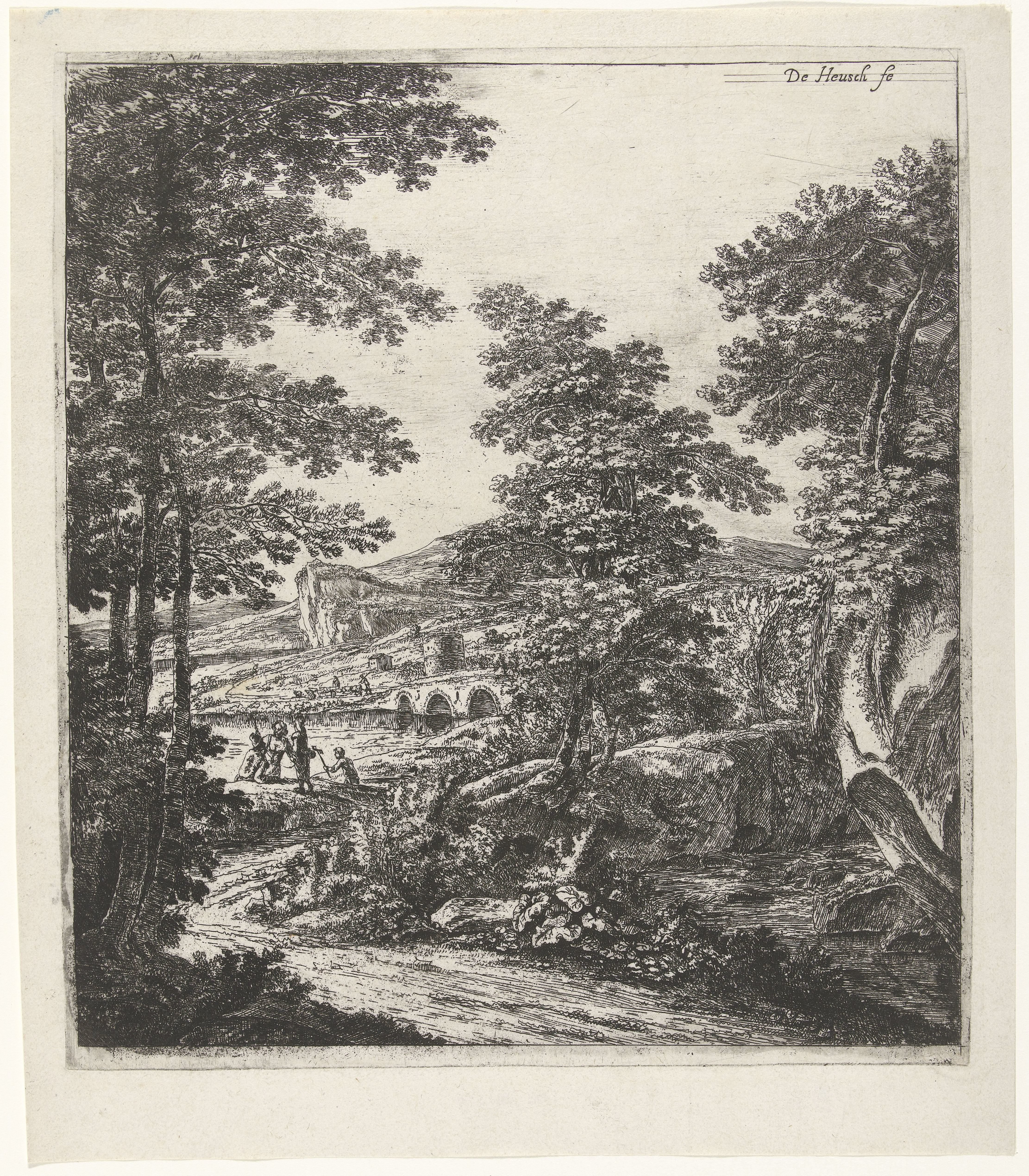 Landschap met een stenen brug