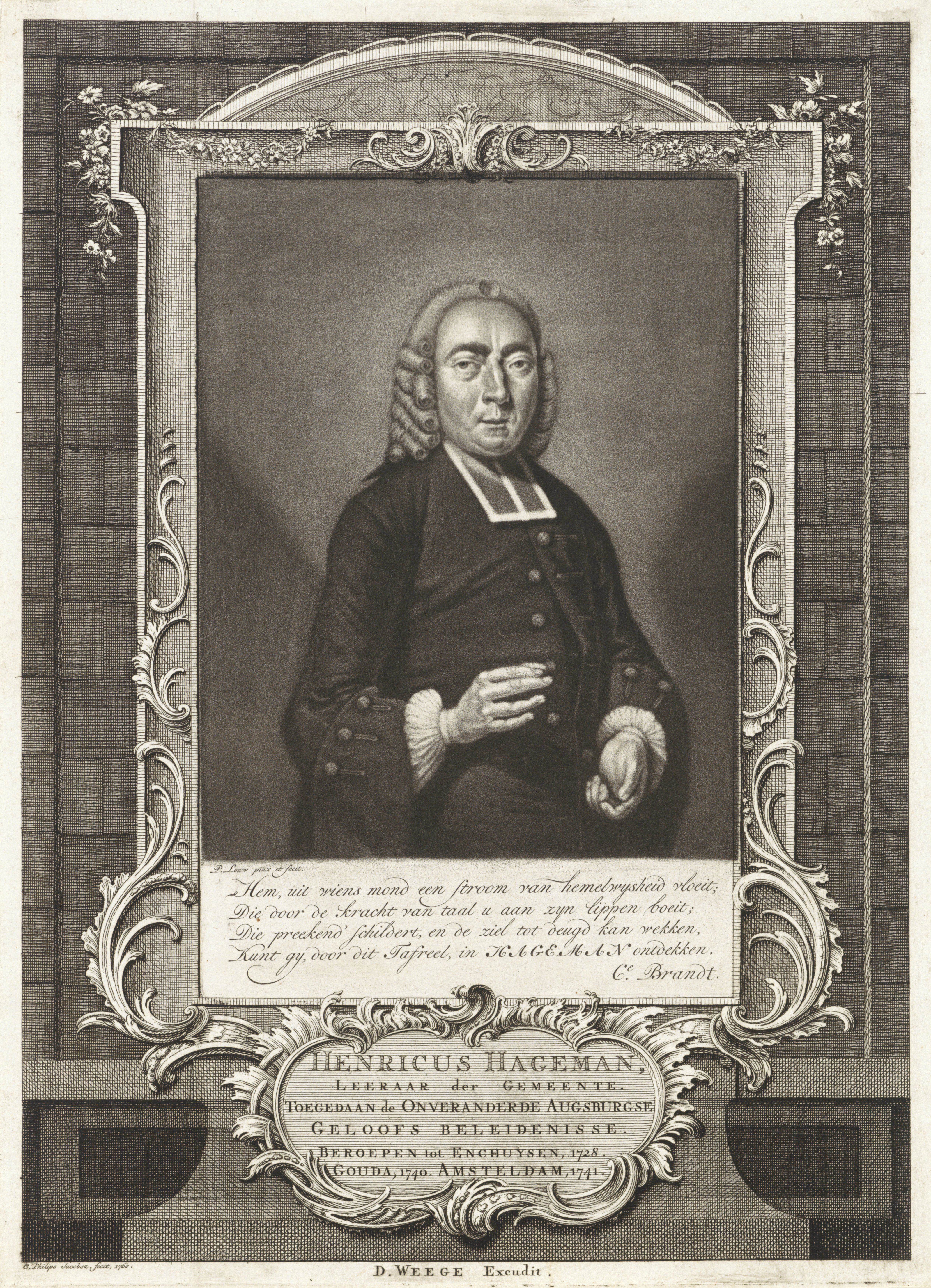 Portret van de predikant Henricus Hageman