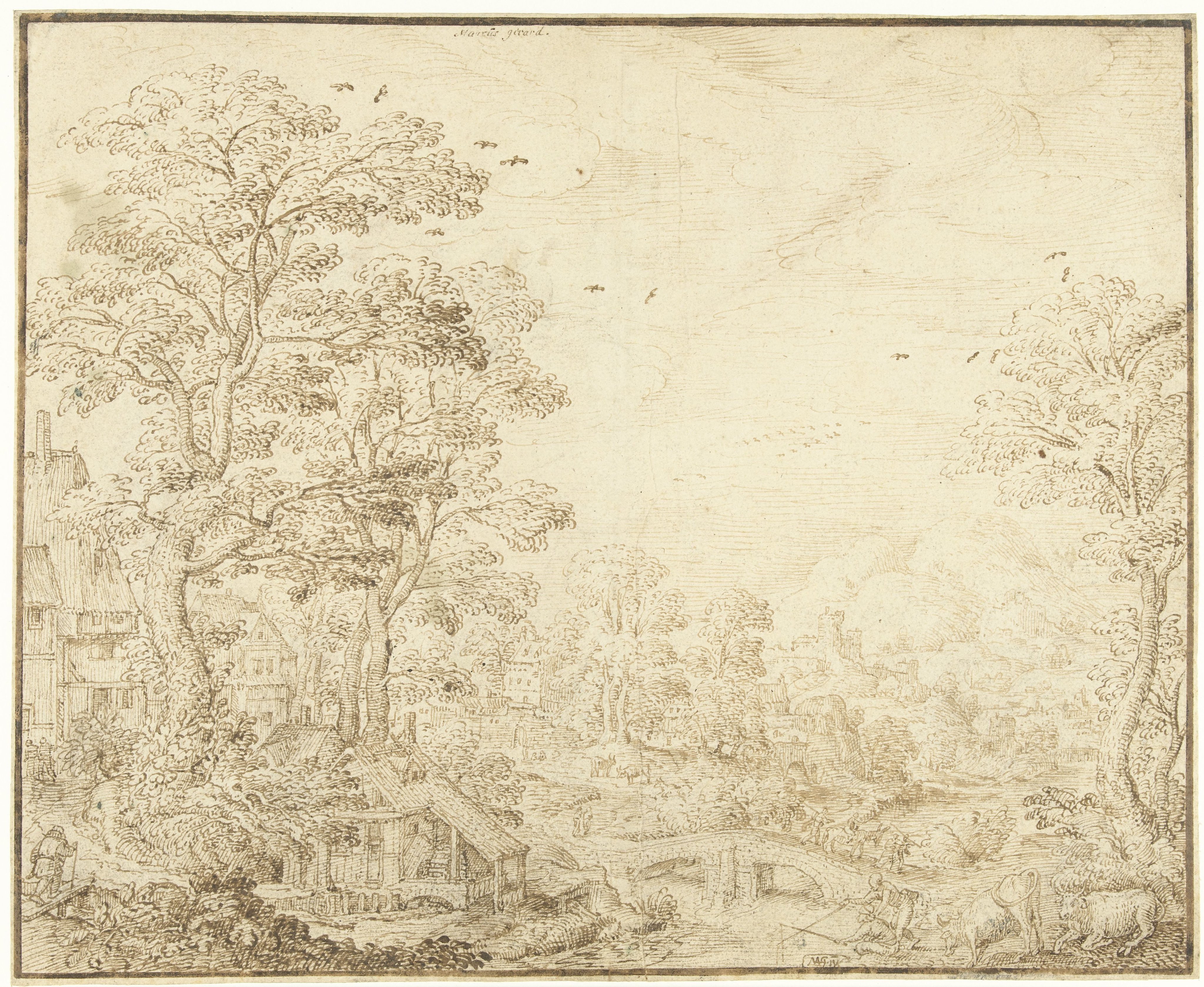 Heuvelachtig landschap met een watermolen