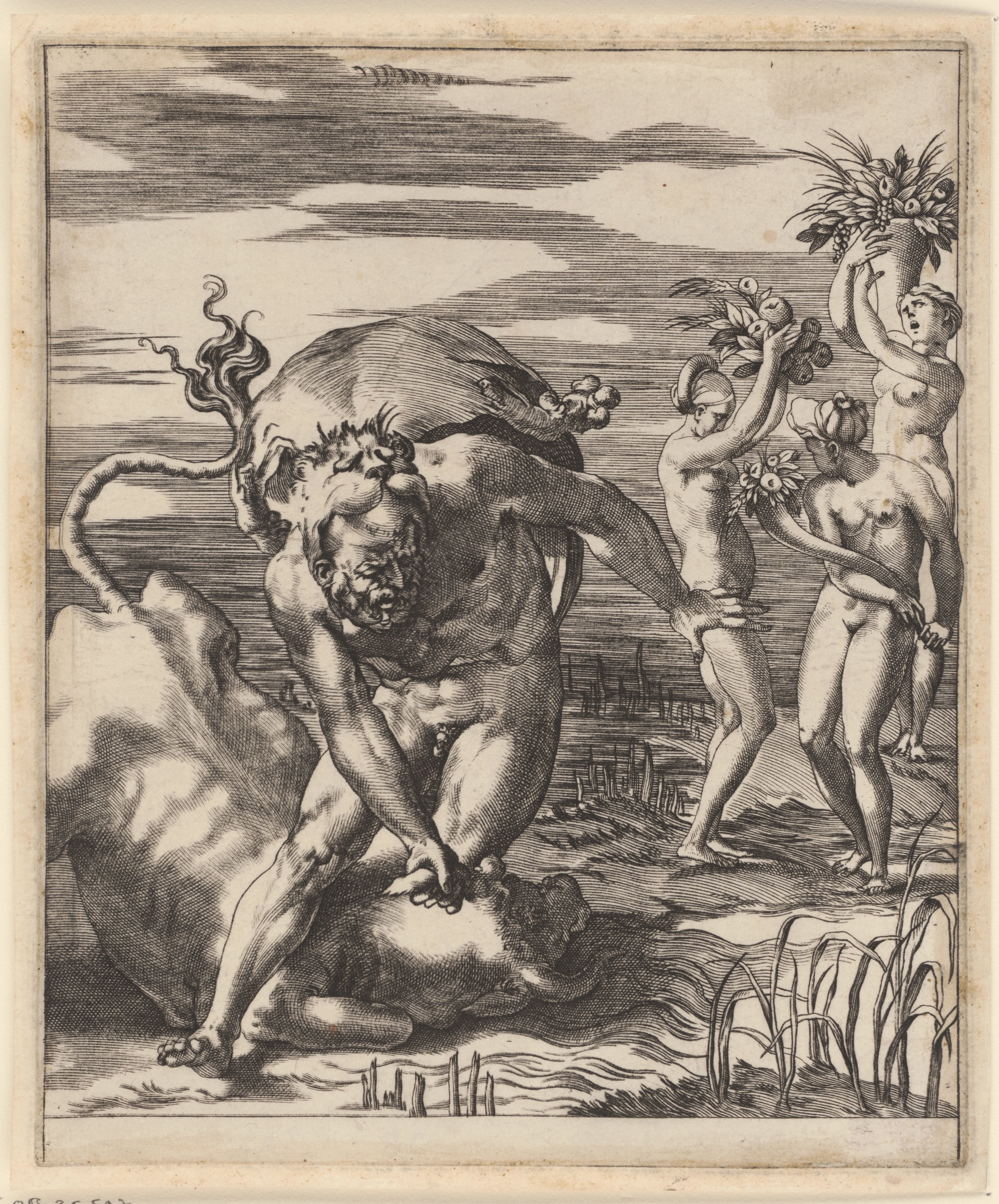 Hercules worstelt met Acheloüs