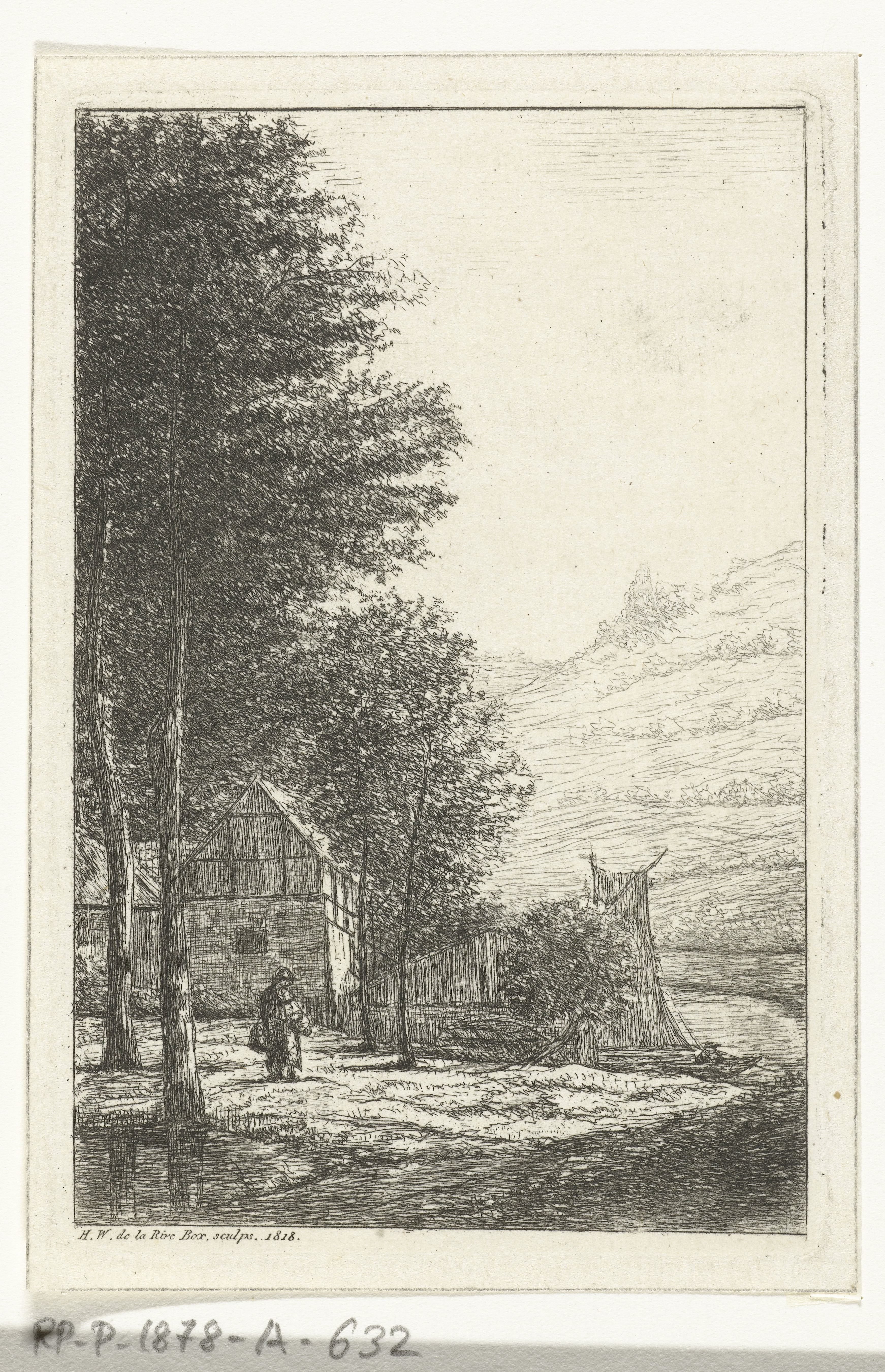 Boerenerf met hoge bomen