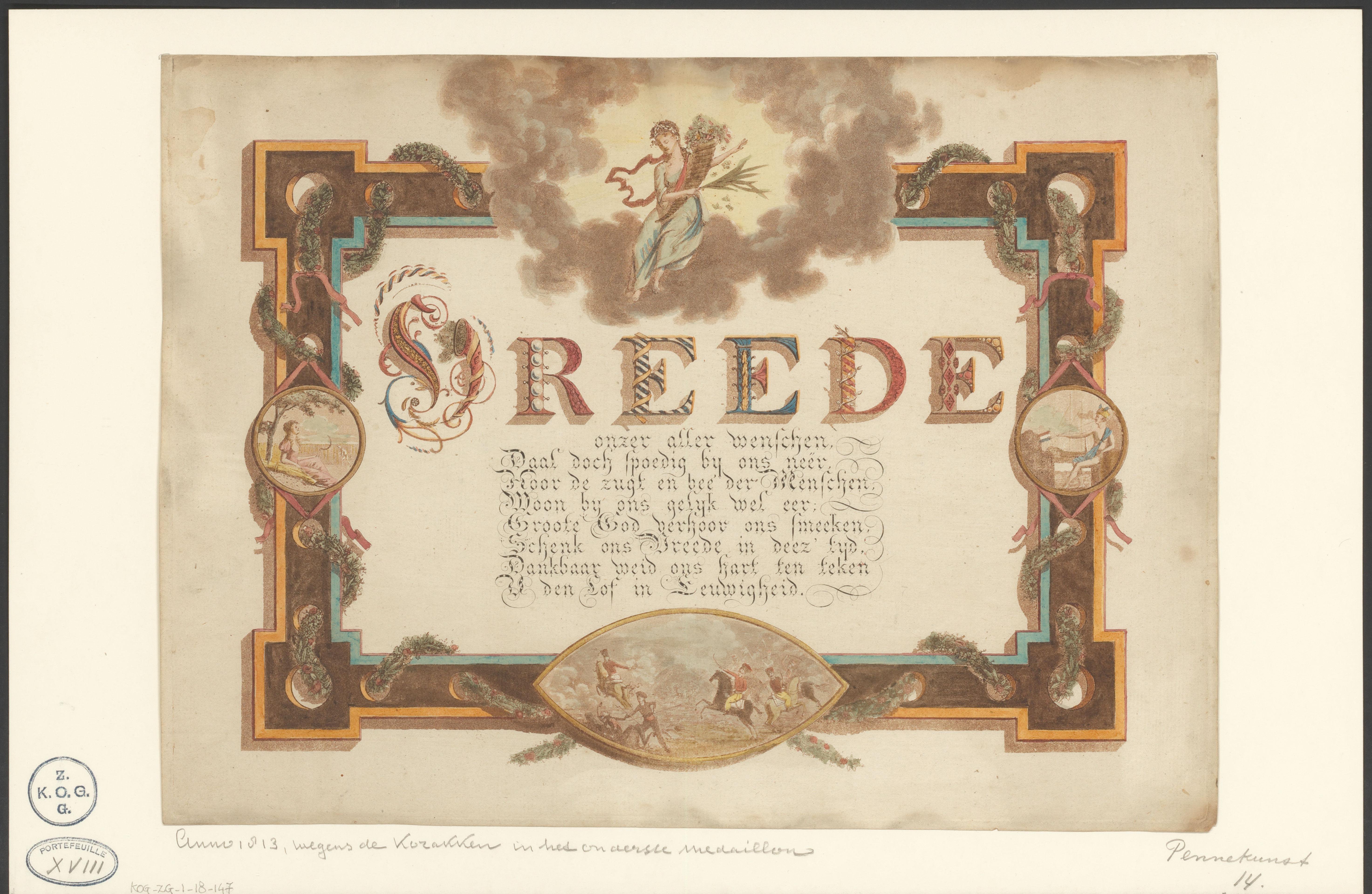 Pennekunst op de vrede in 1813