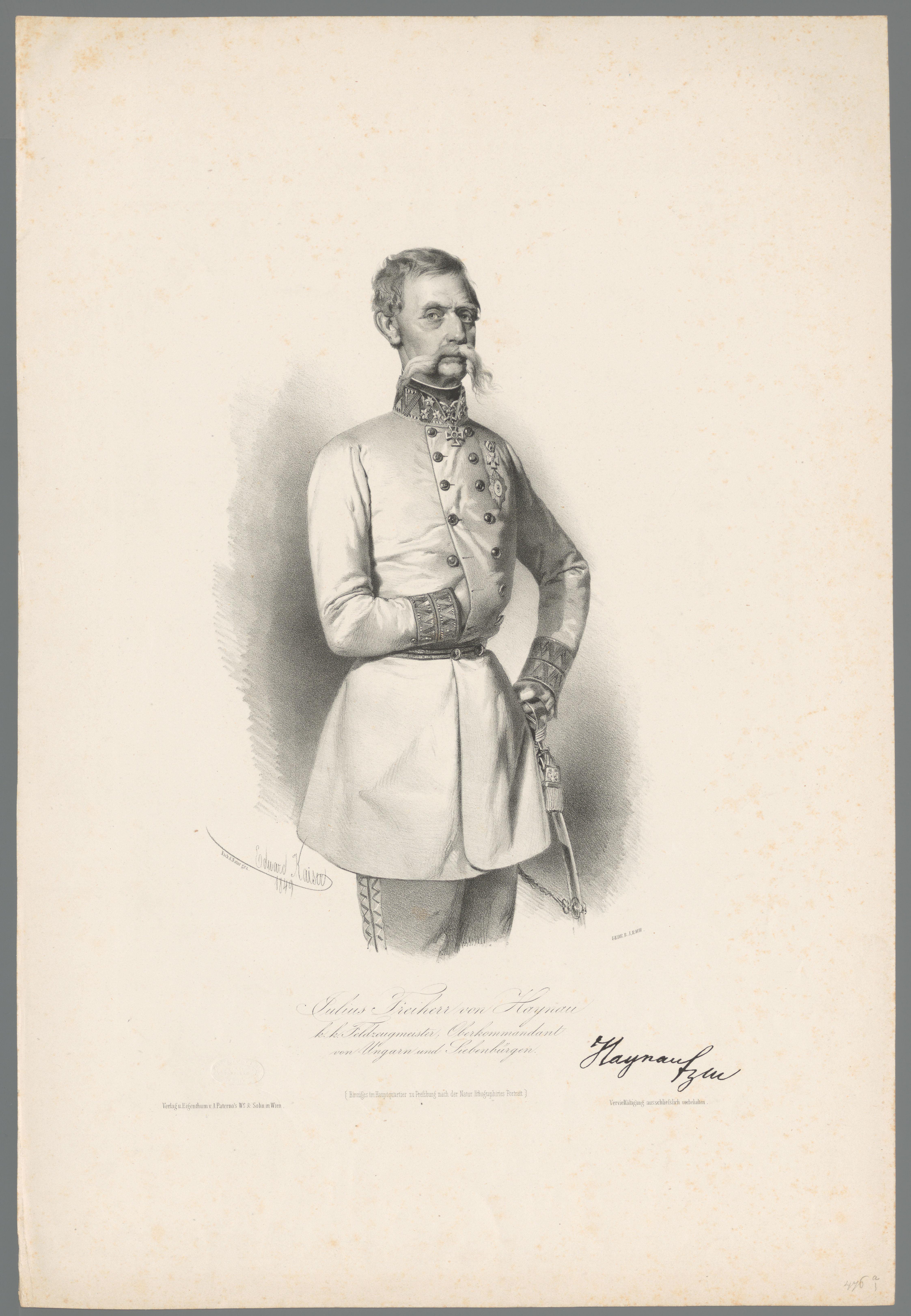 Portret van Julius Jacob von Haynau