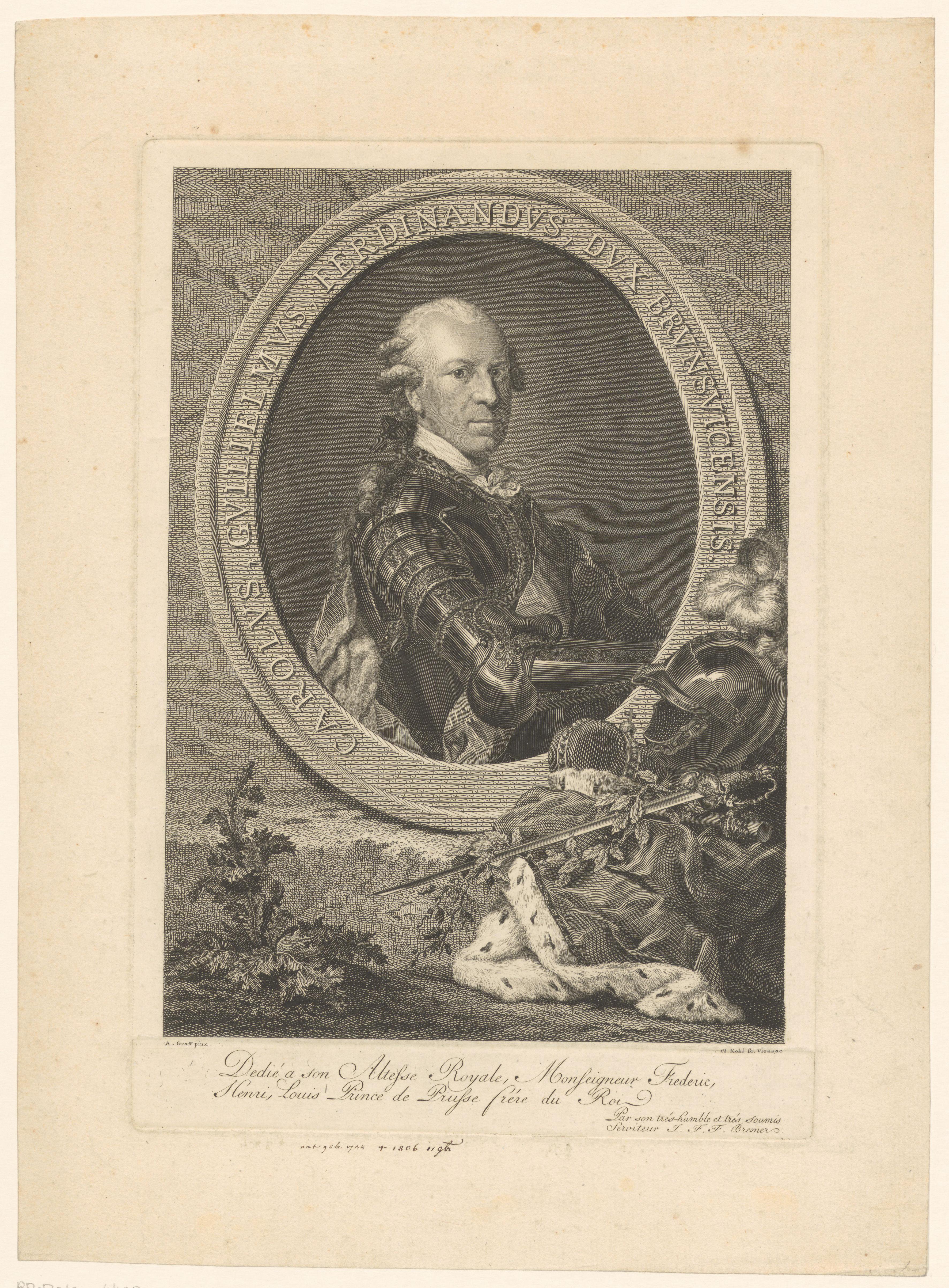 Portret van Karl Wilhelm Ferdinand von Braunschweig-Wolfenbüttel
