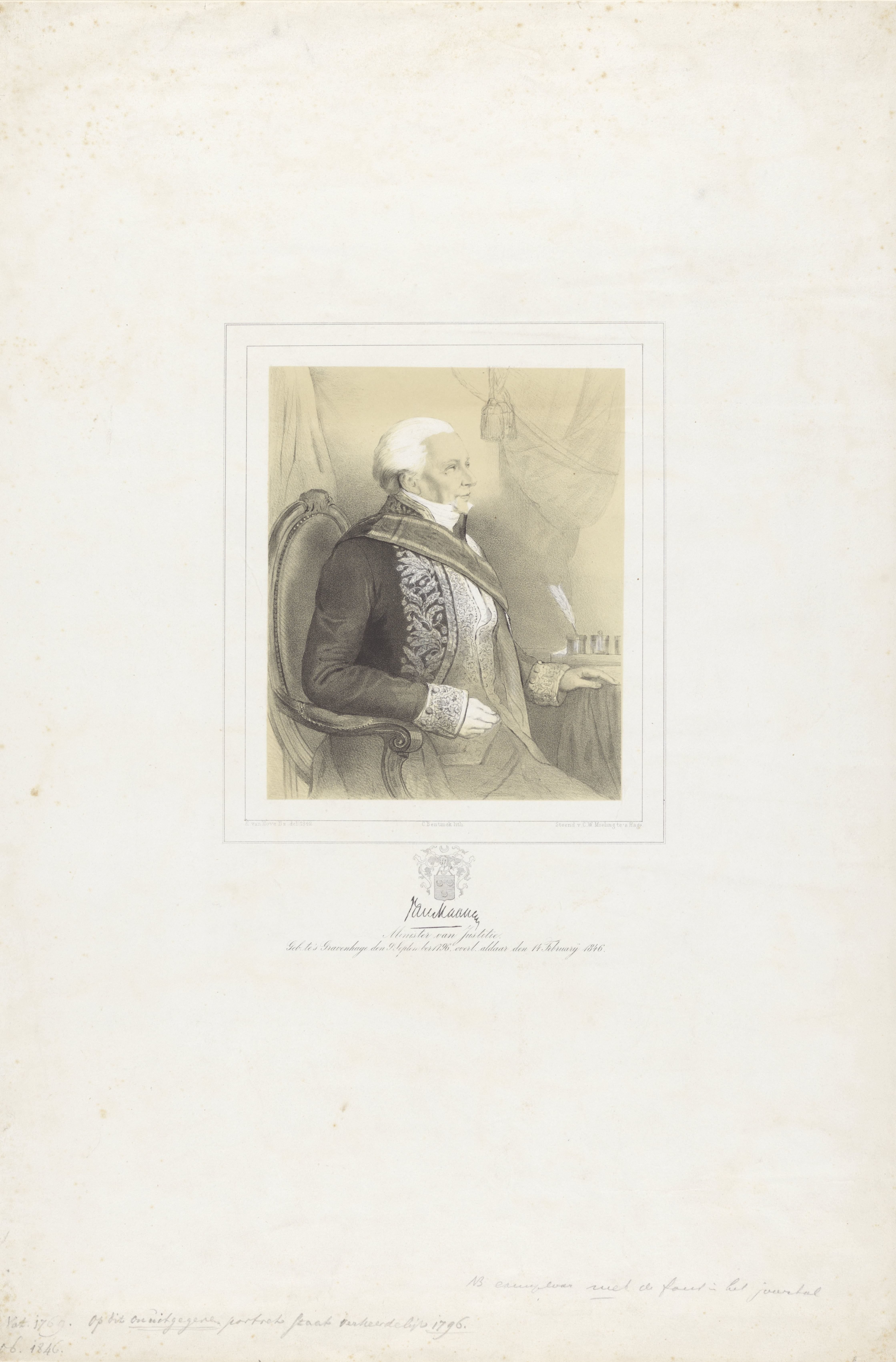 Portret van minister Cornelis Felix van Maanen