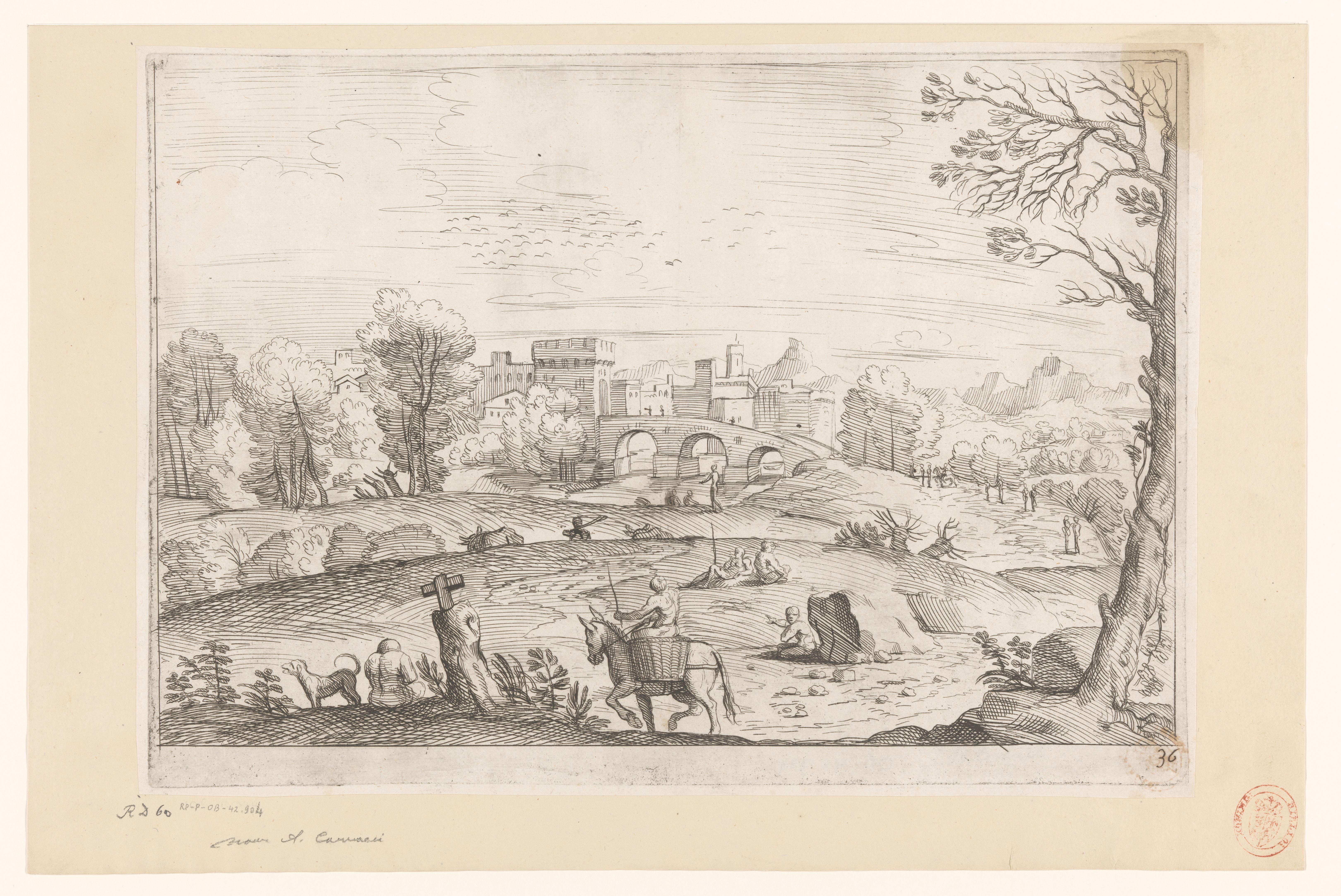 Landschap met zicht op een stad