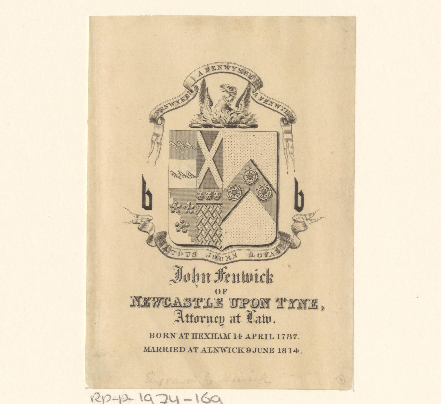 Ex libris van John Fenwick