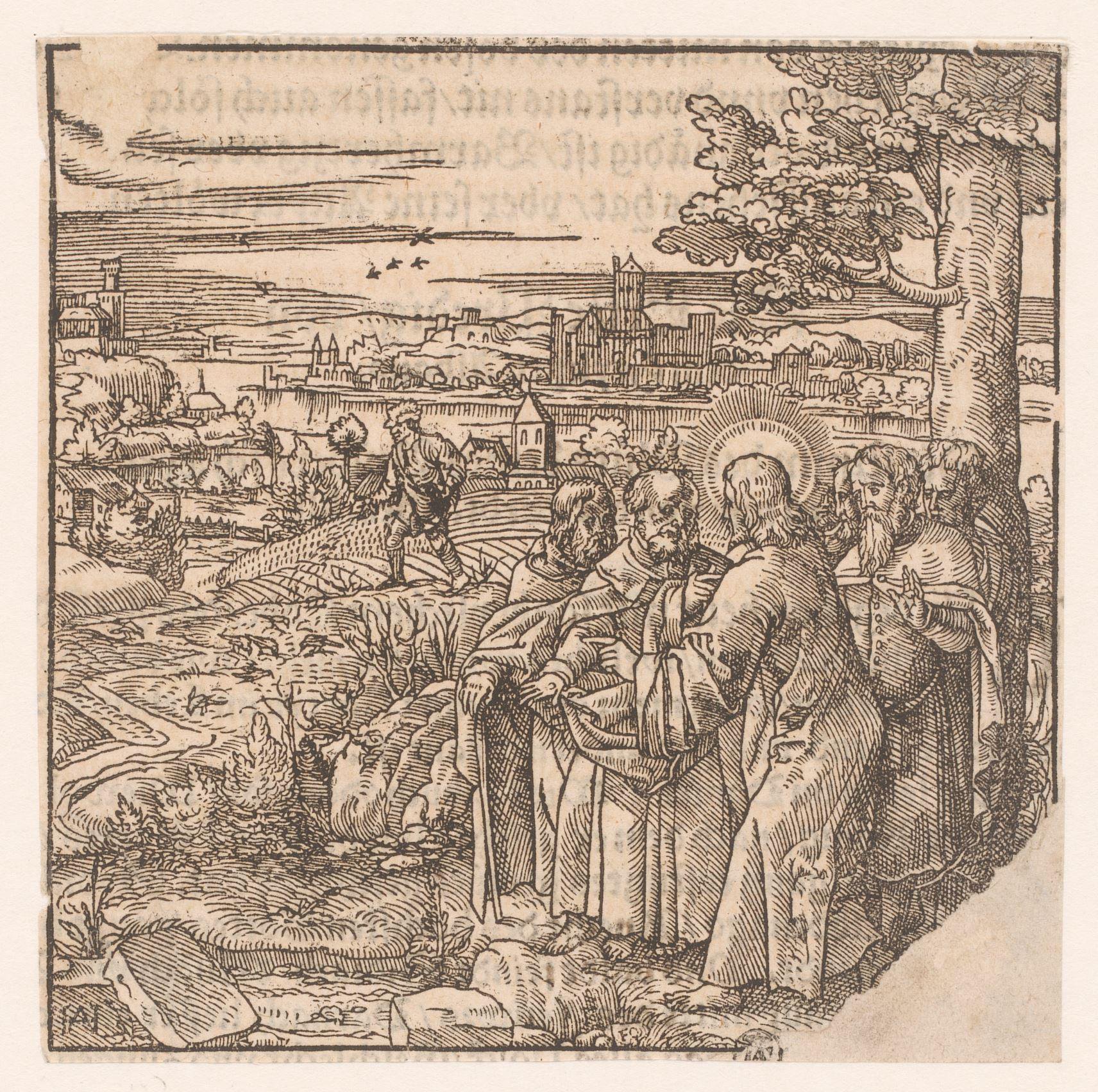 Christus vertelt zijn discipelen het parabel van de zaaier