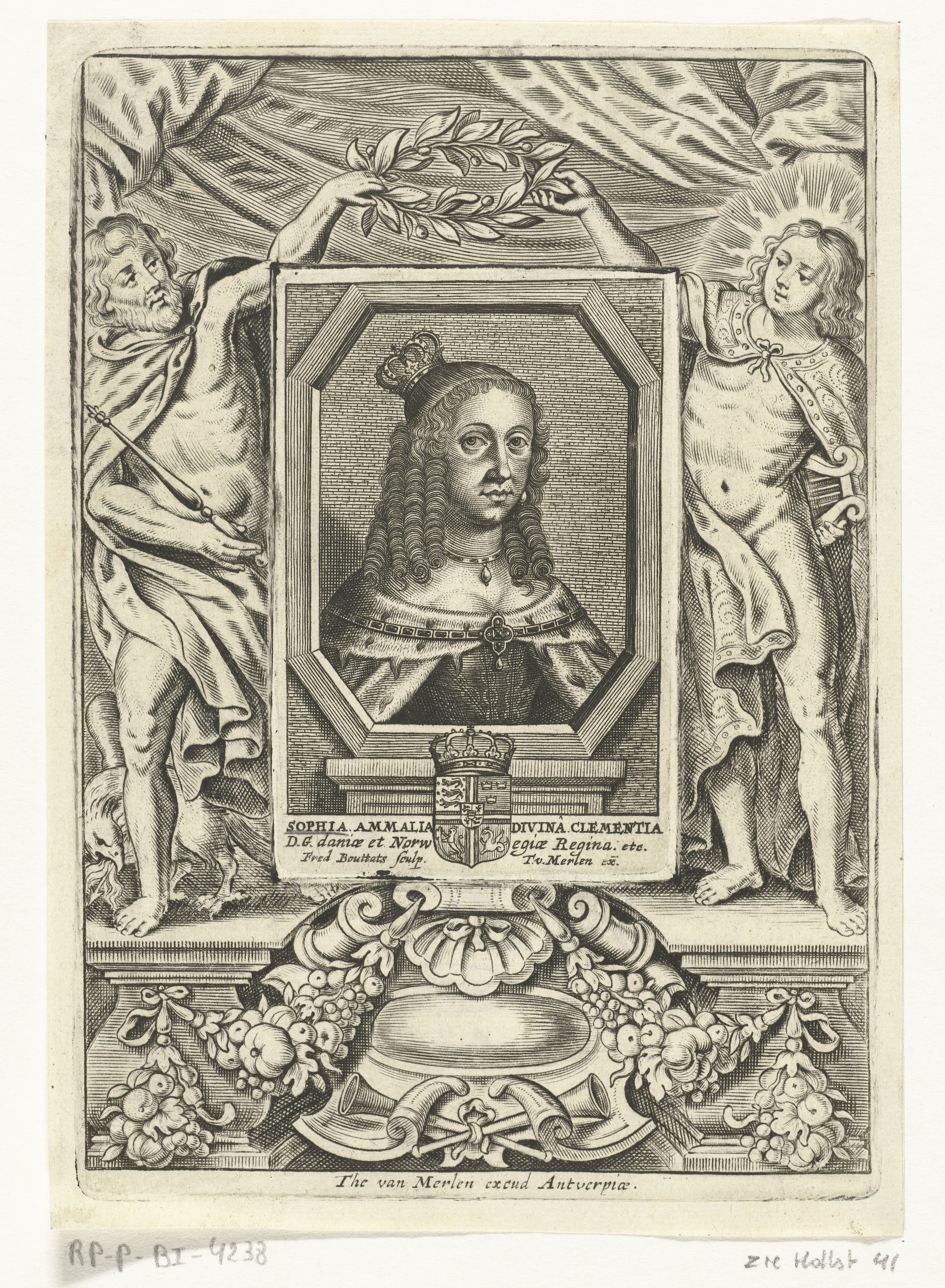 Portret van koningin-gemalin Sophia Amalia van Noorwegen en Denemarken