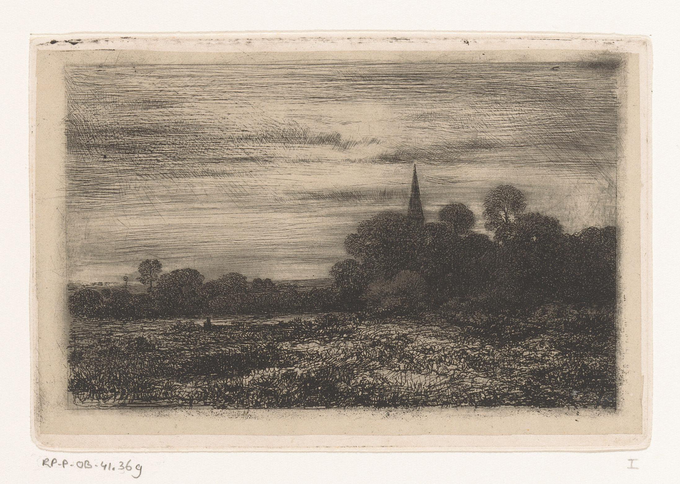 Landschap met kerktoren