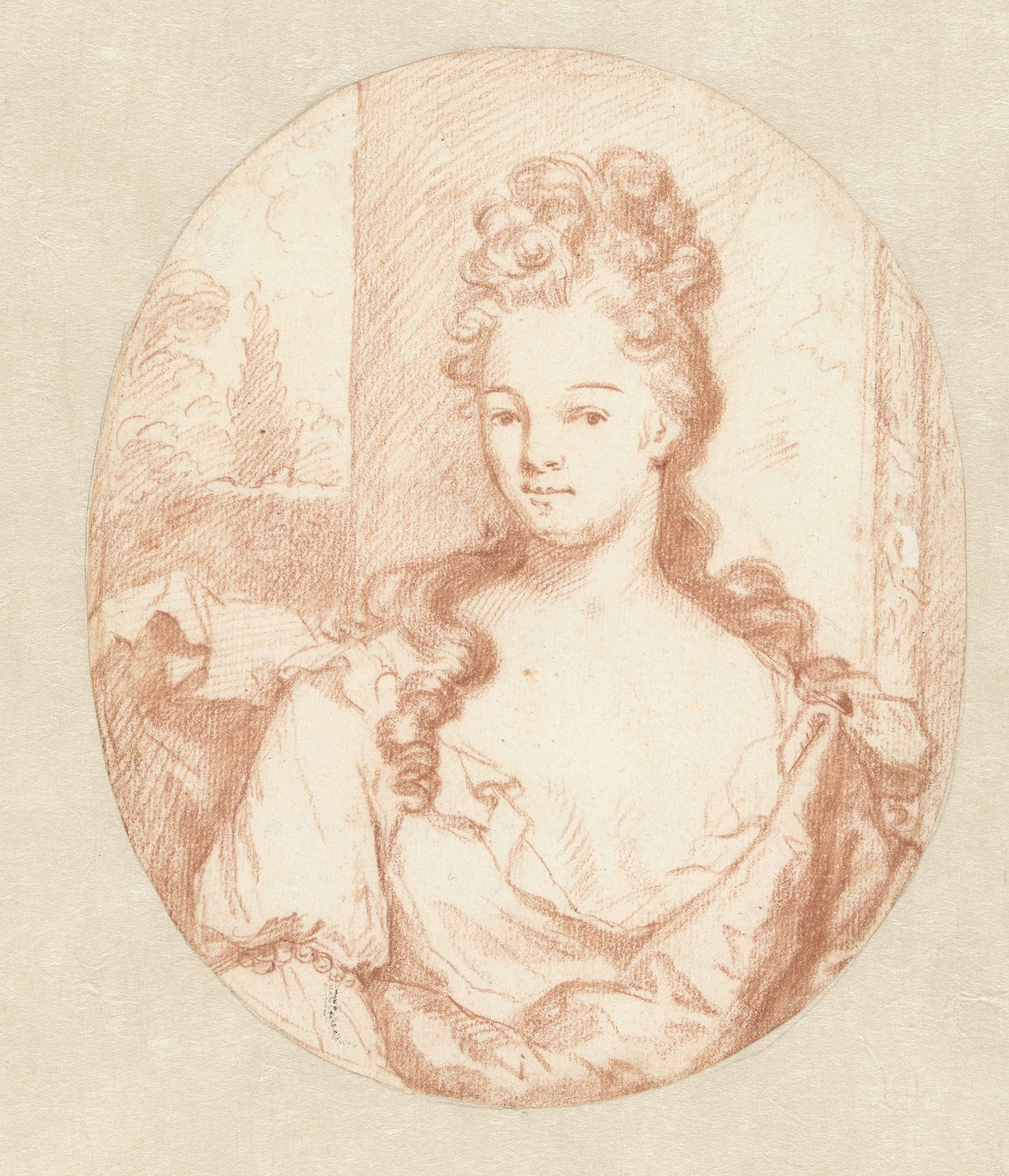 Portret van een onbekende jonge vrouw, in ovaal