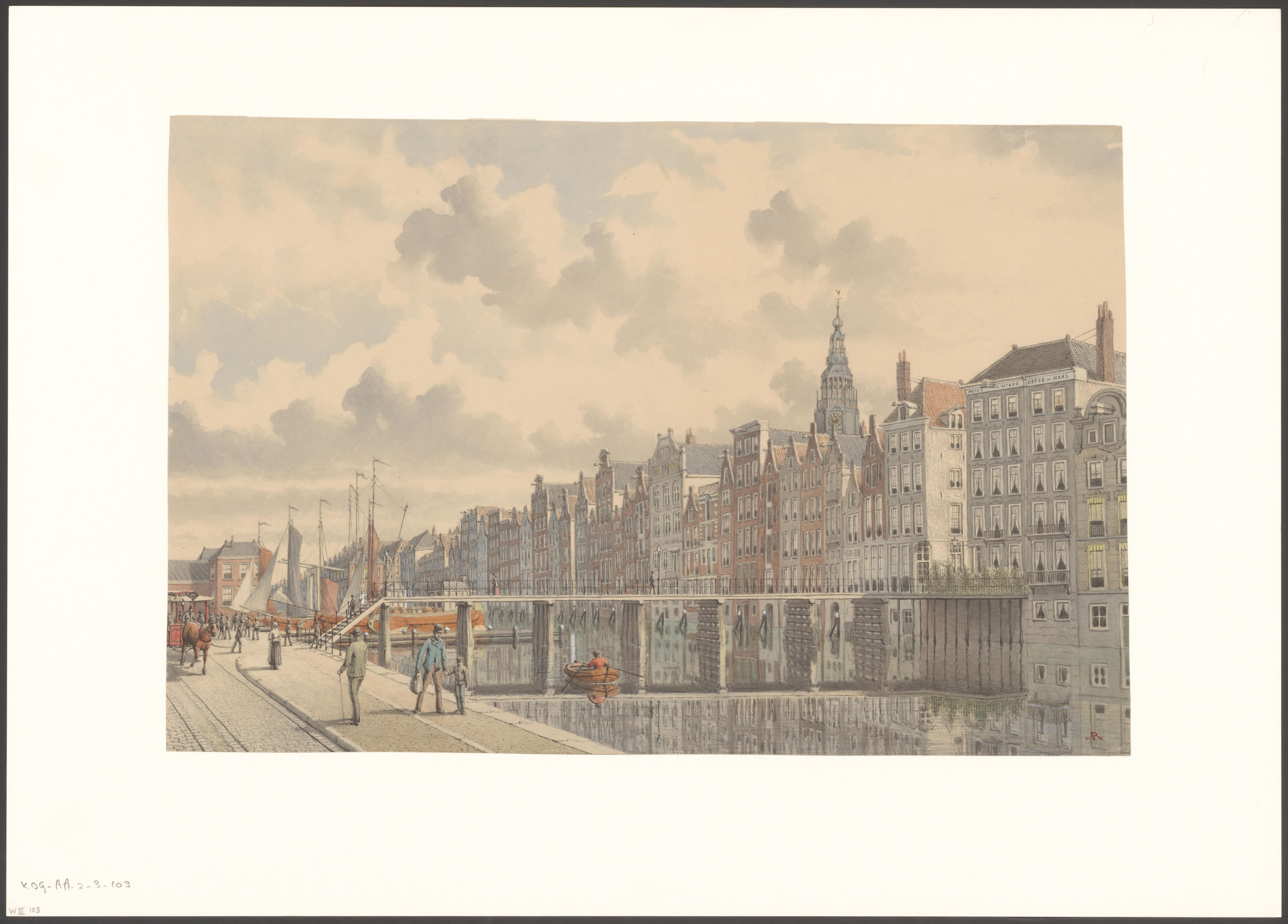 Gezicht op de Papenbrug over het Damrak