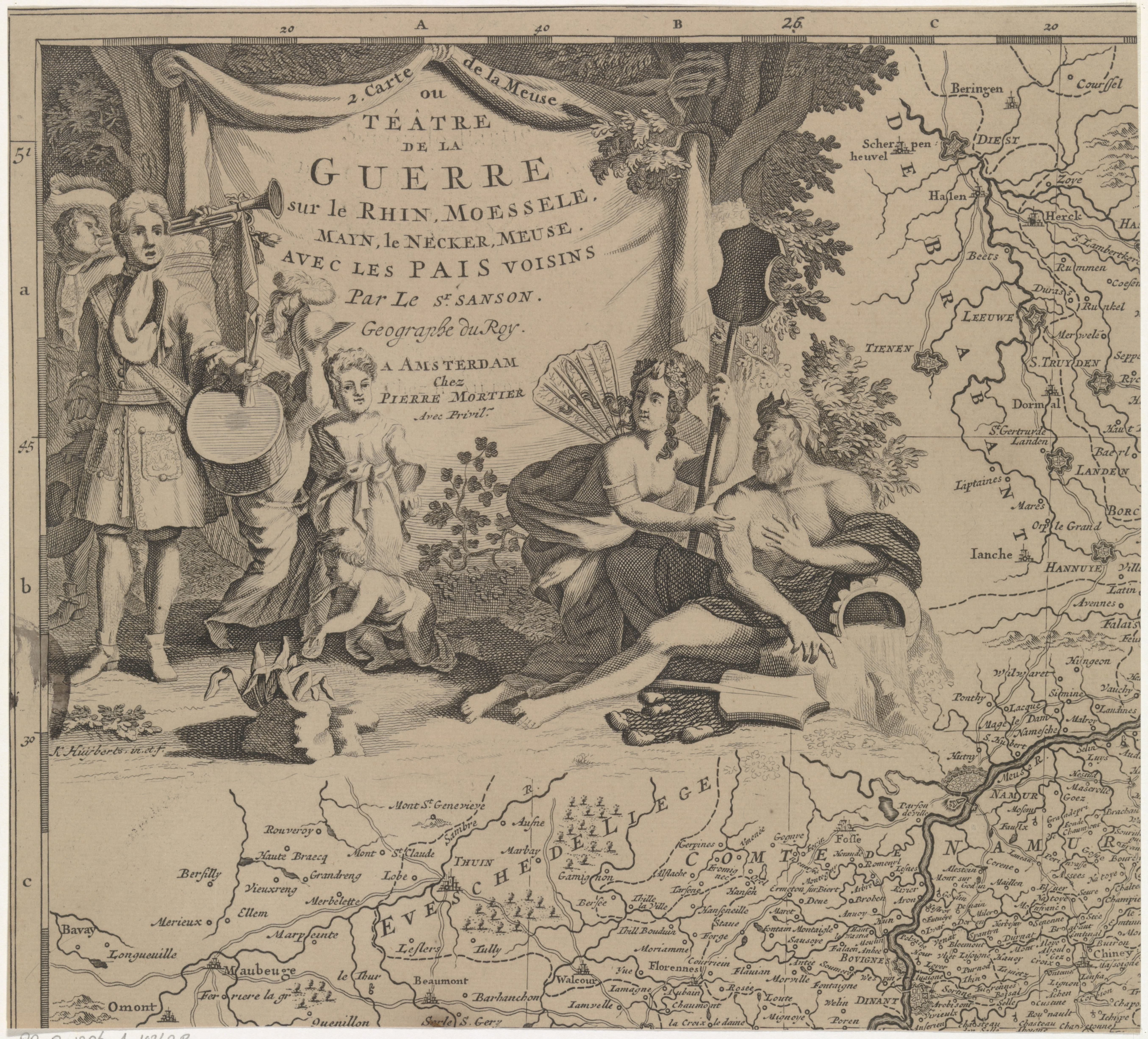 Kaart van de regio ten oosten en zuiden van Brussel en het graafschap Namen (blad linksboven)