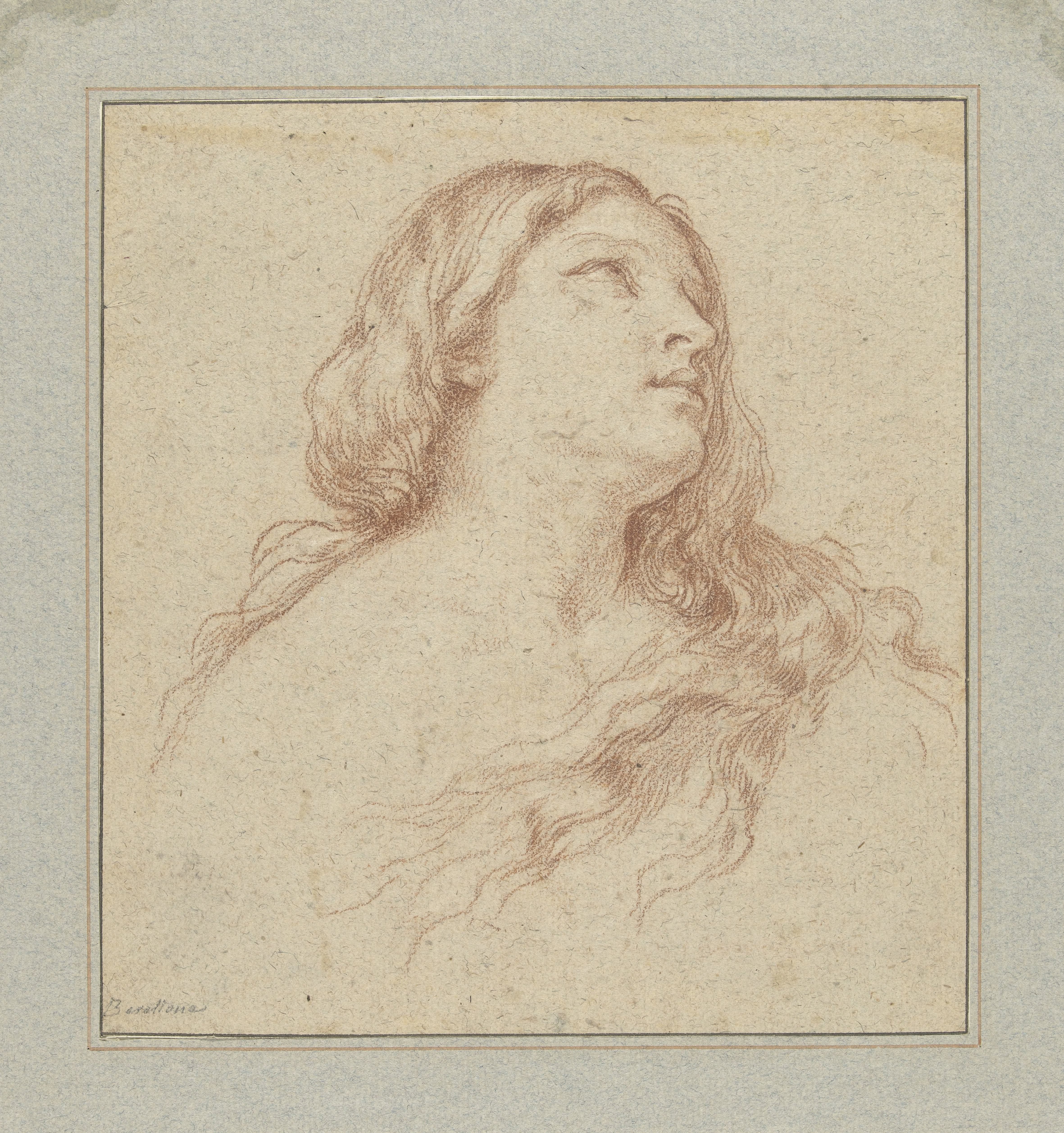 Studie voor het hoofd van een Maria Magdalena