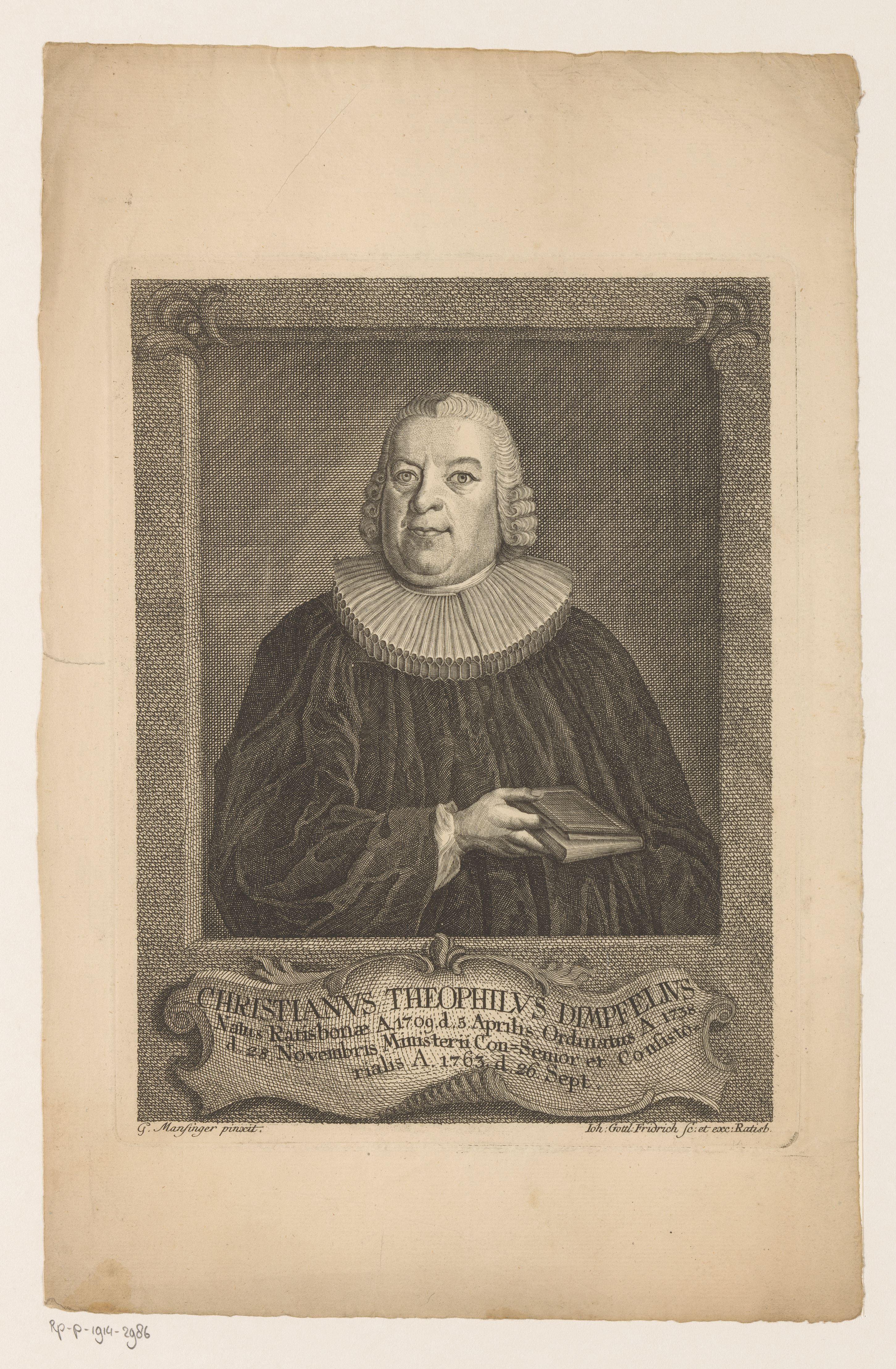 Portret van Christian Gottlieb Dimpfel
