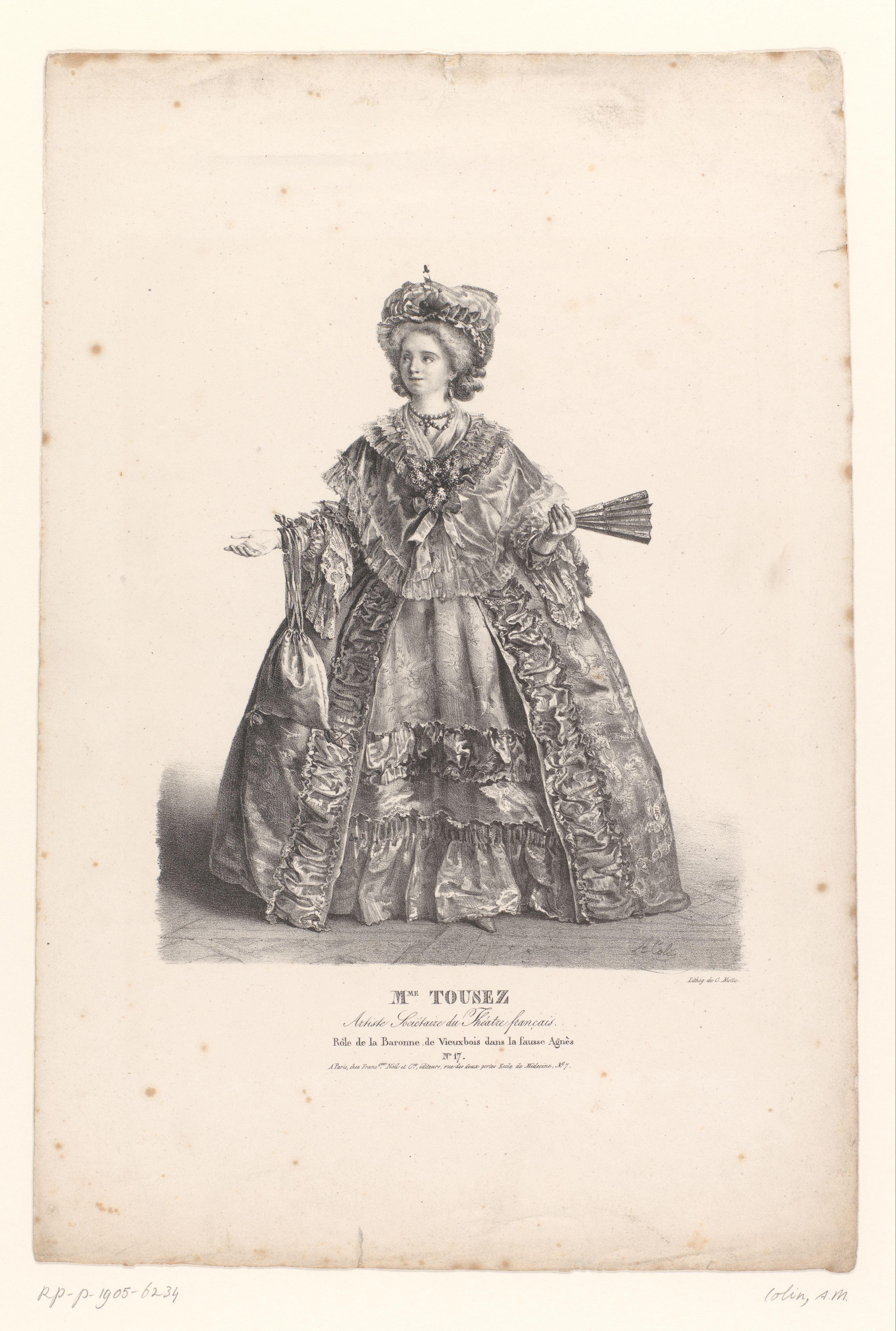 Portret van Madame Tousez als Baronne de Vieuxbois in La Fausse Agnès