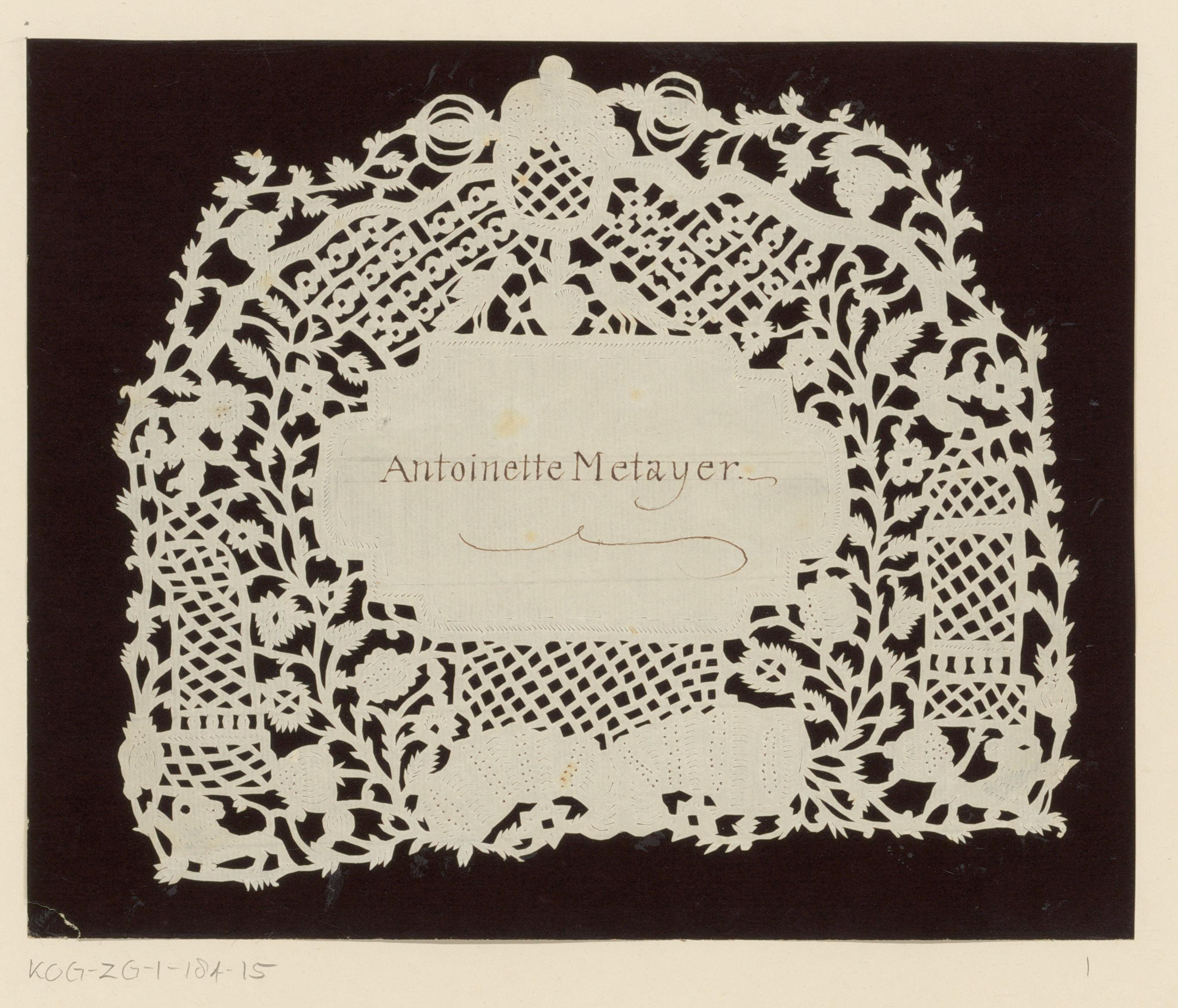 Huwelijksknipsel voor Antoinette Metayer
