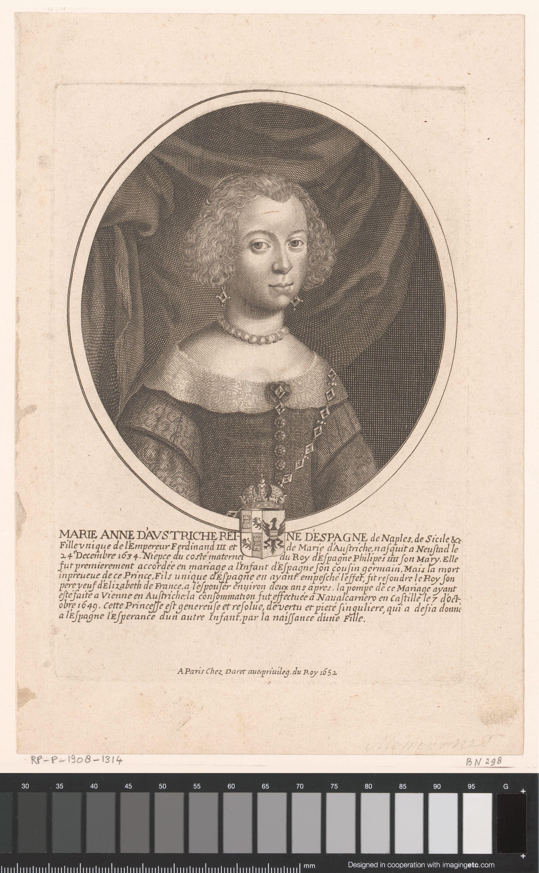 Portret van Maria Anna van Oostenrijk