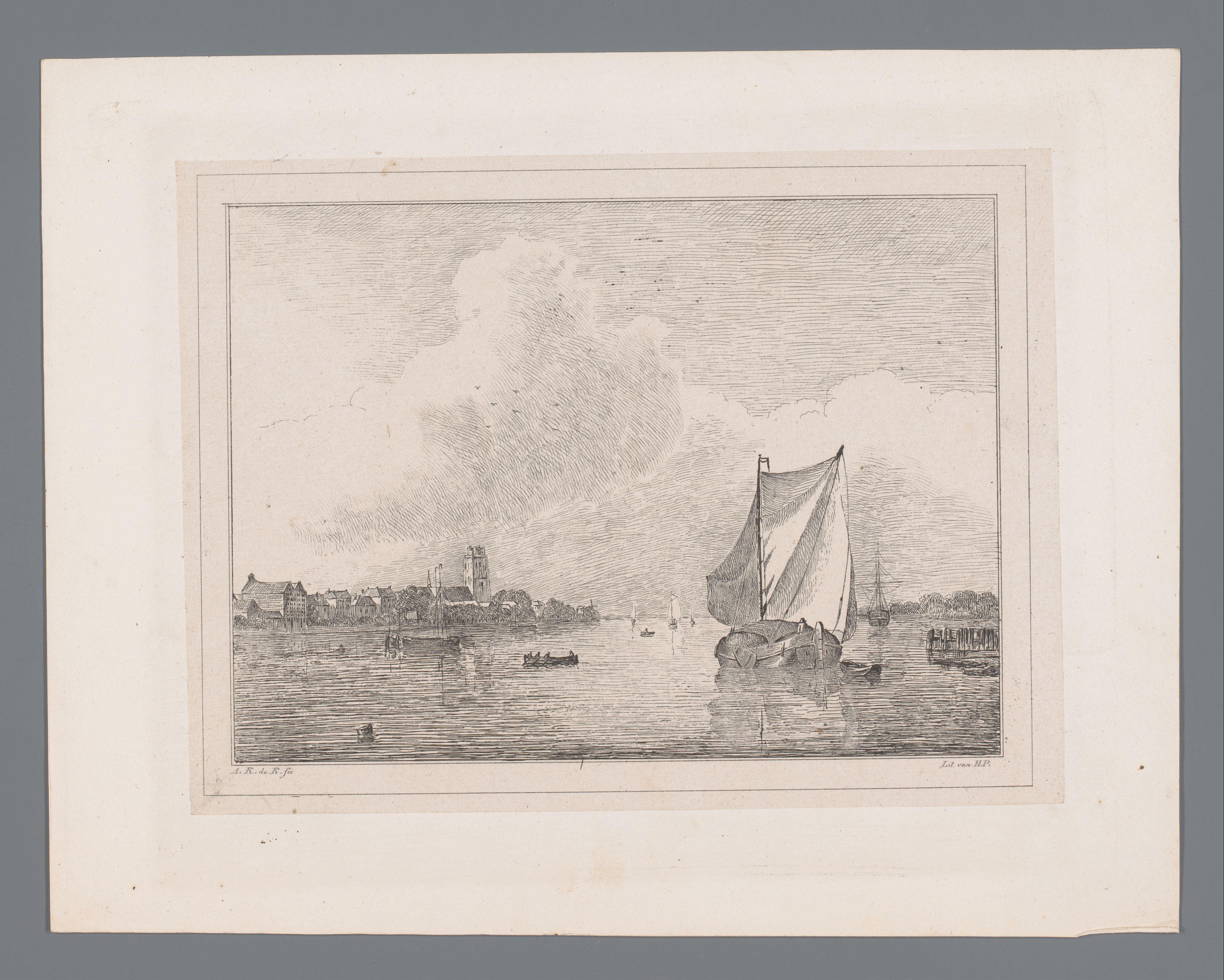 Gezicht op Dordrecht vanaf het water
