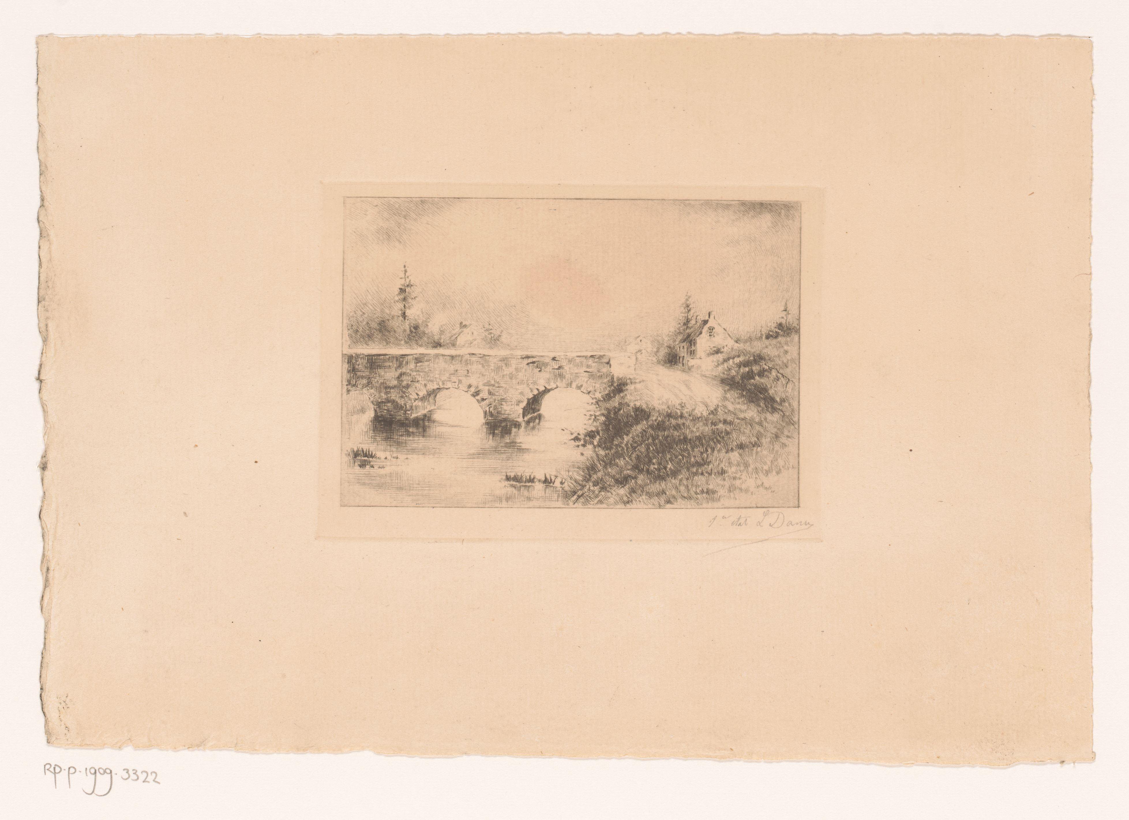 Landschap met stenen brug bij Yvoir