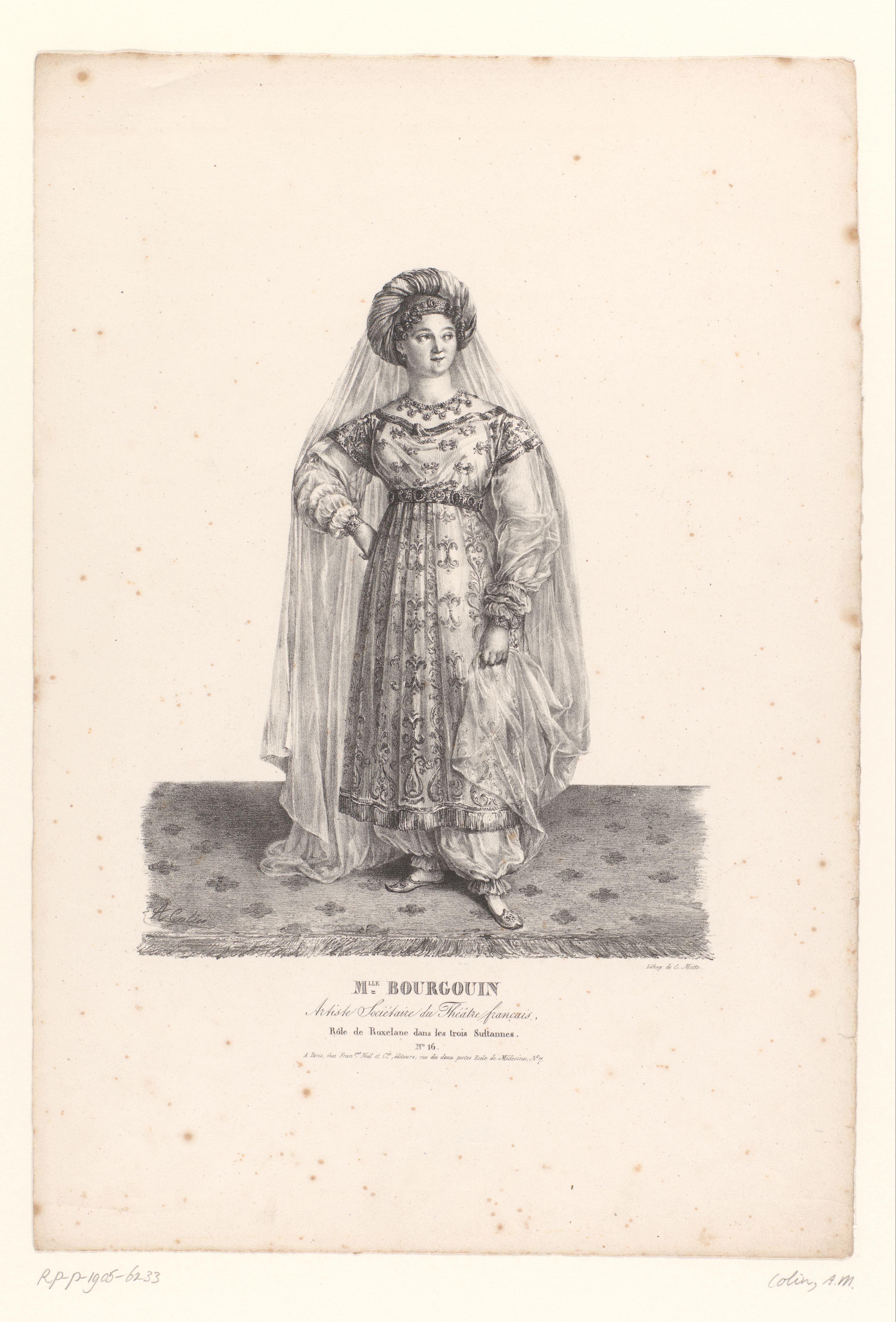 Portret van Marie-Thérèse Bourgoin als Roxelane in Les trois Sultanes