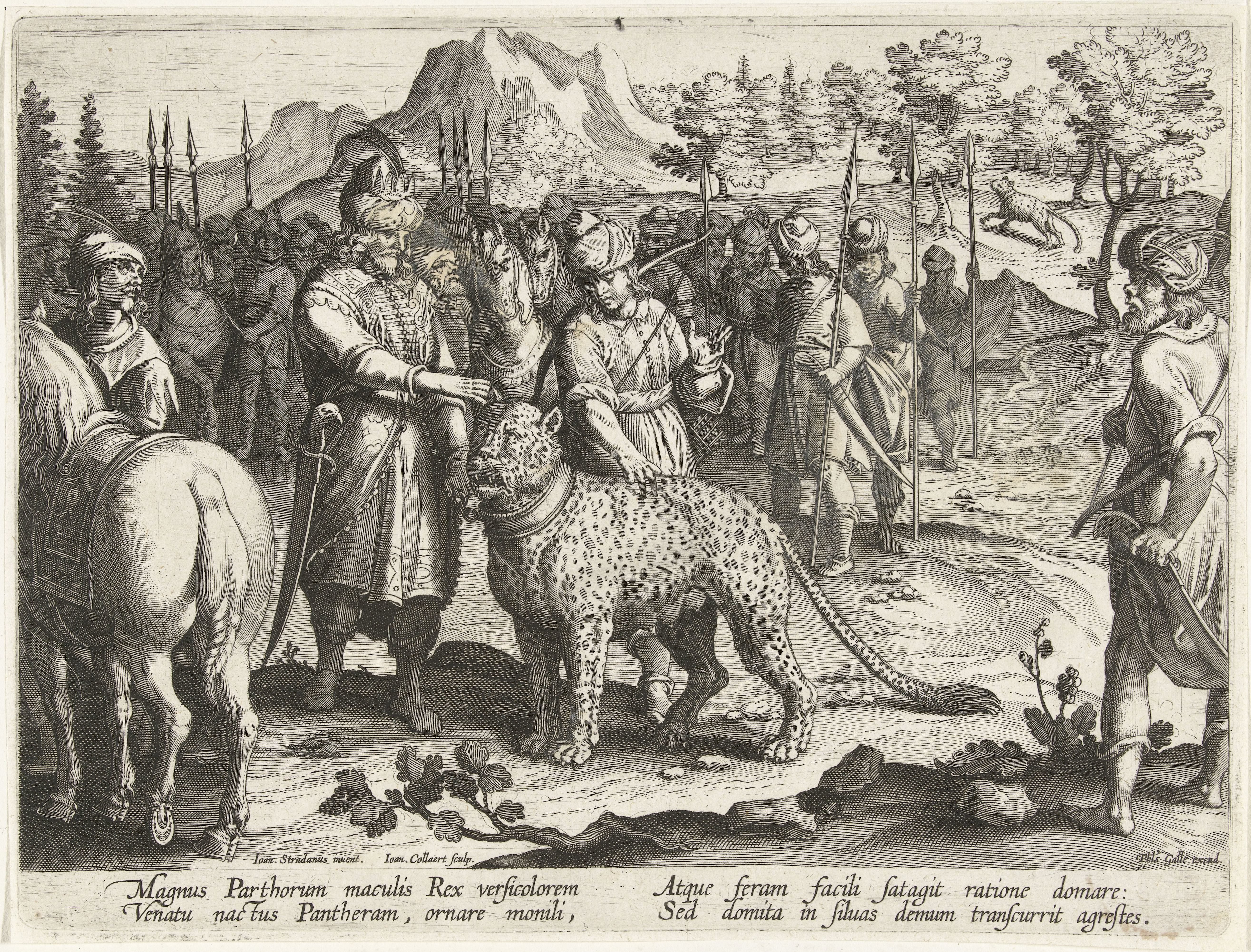 Koning Arsaces tracht een luipaard te temmen