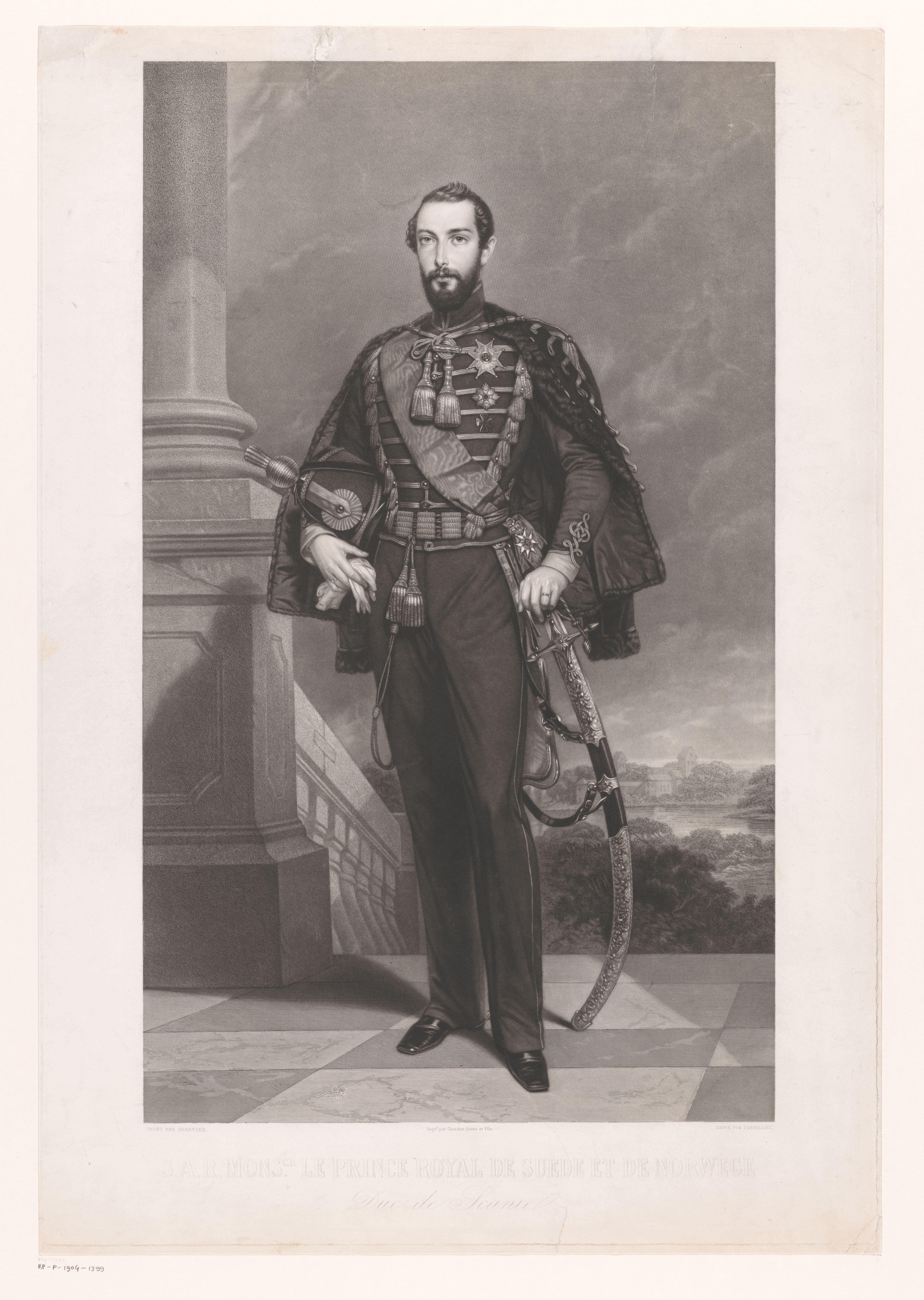 Portret van Karel XV, koning van Zweden en Noorwegen