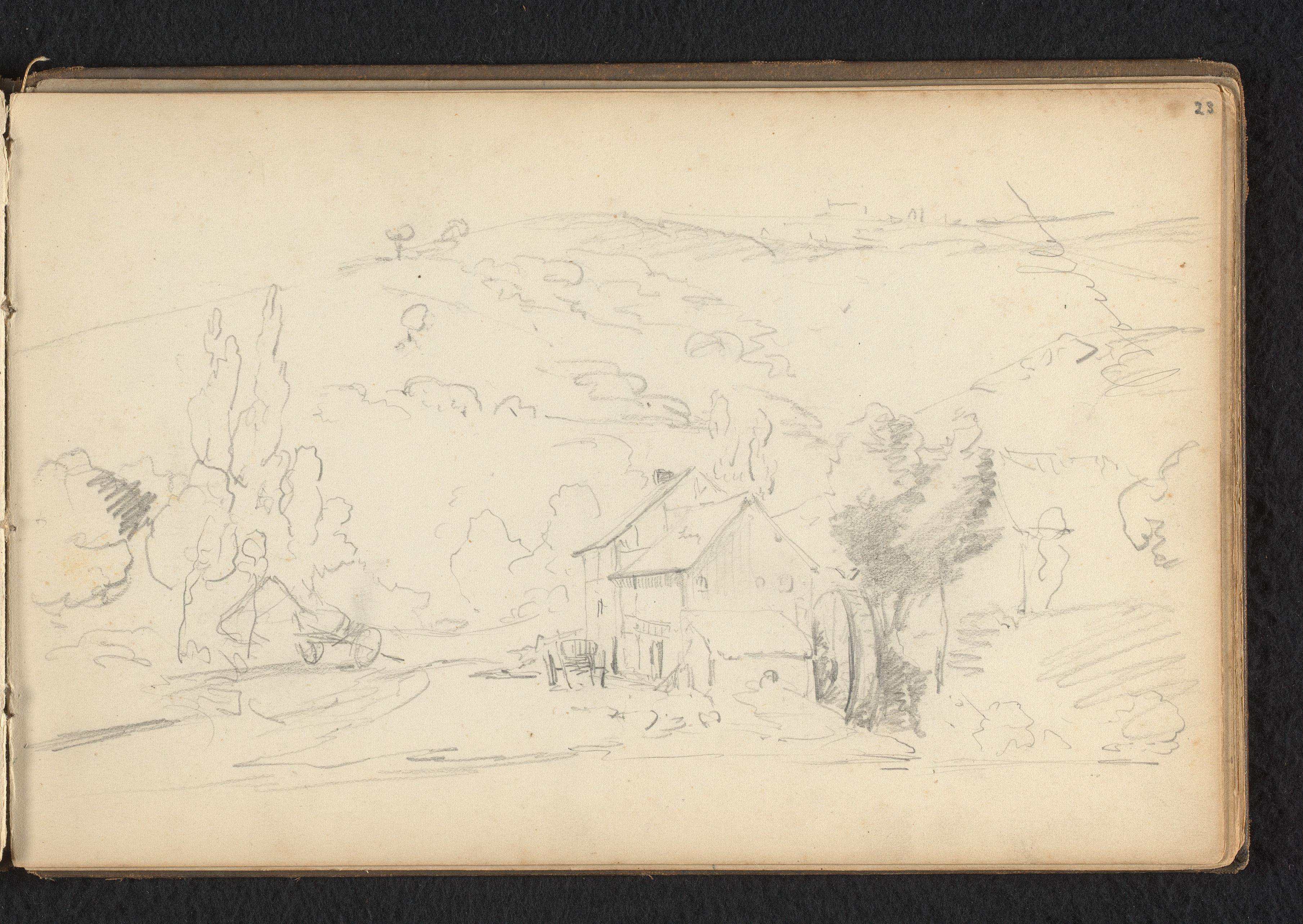 Heuvelig landschap met boerderij