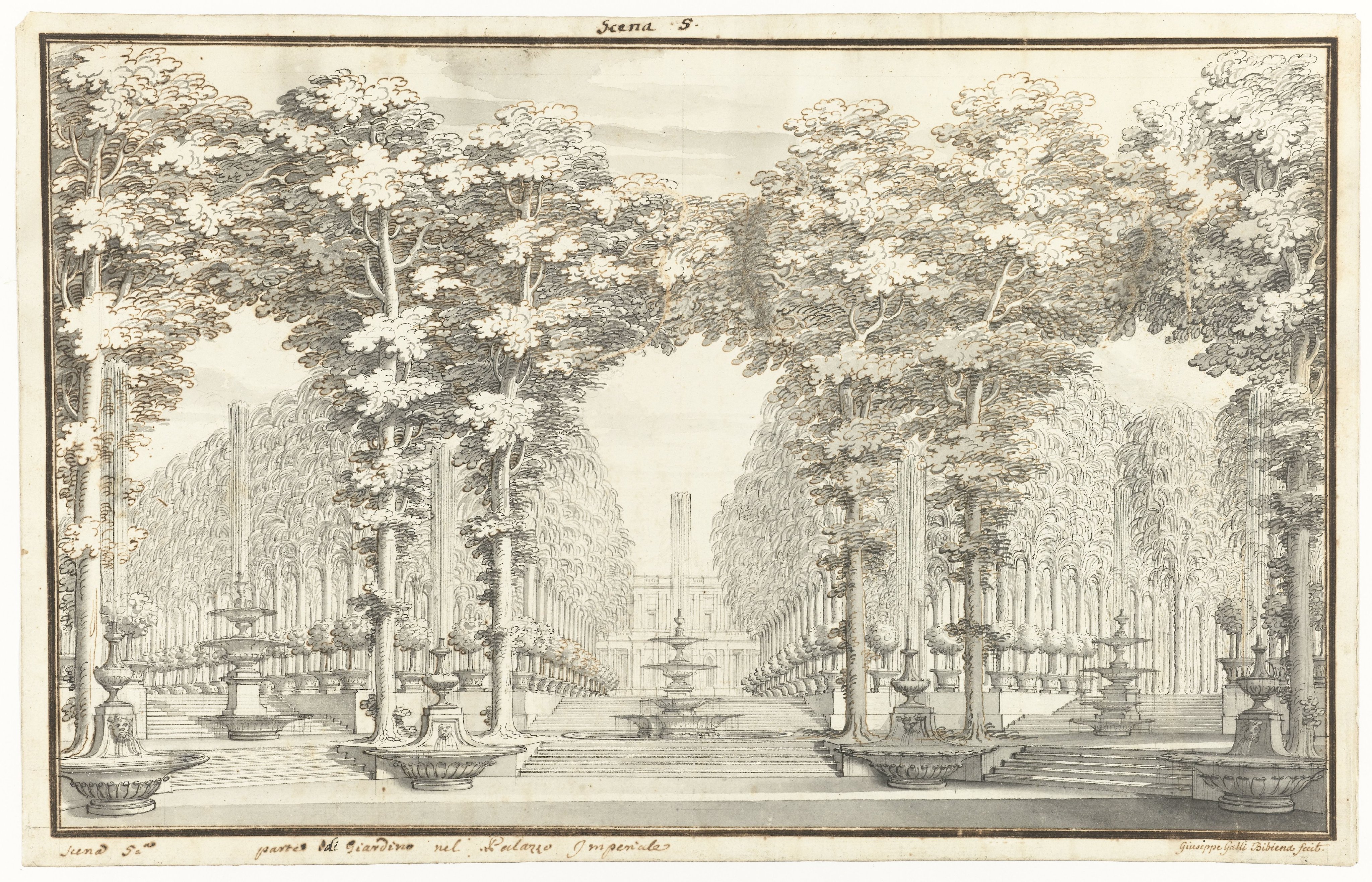 Decorontwerp voorstellende de tuin van het Keizerlijk Paleis
