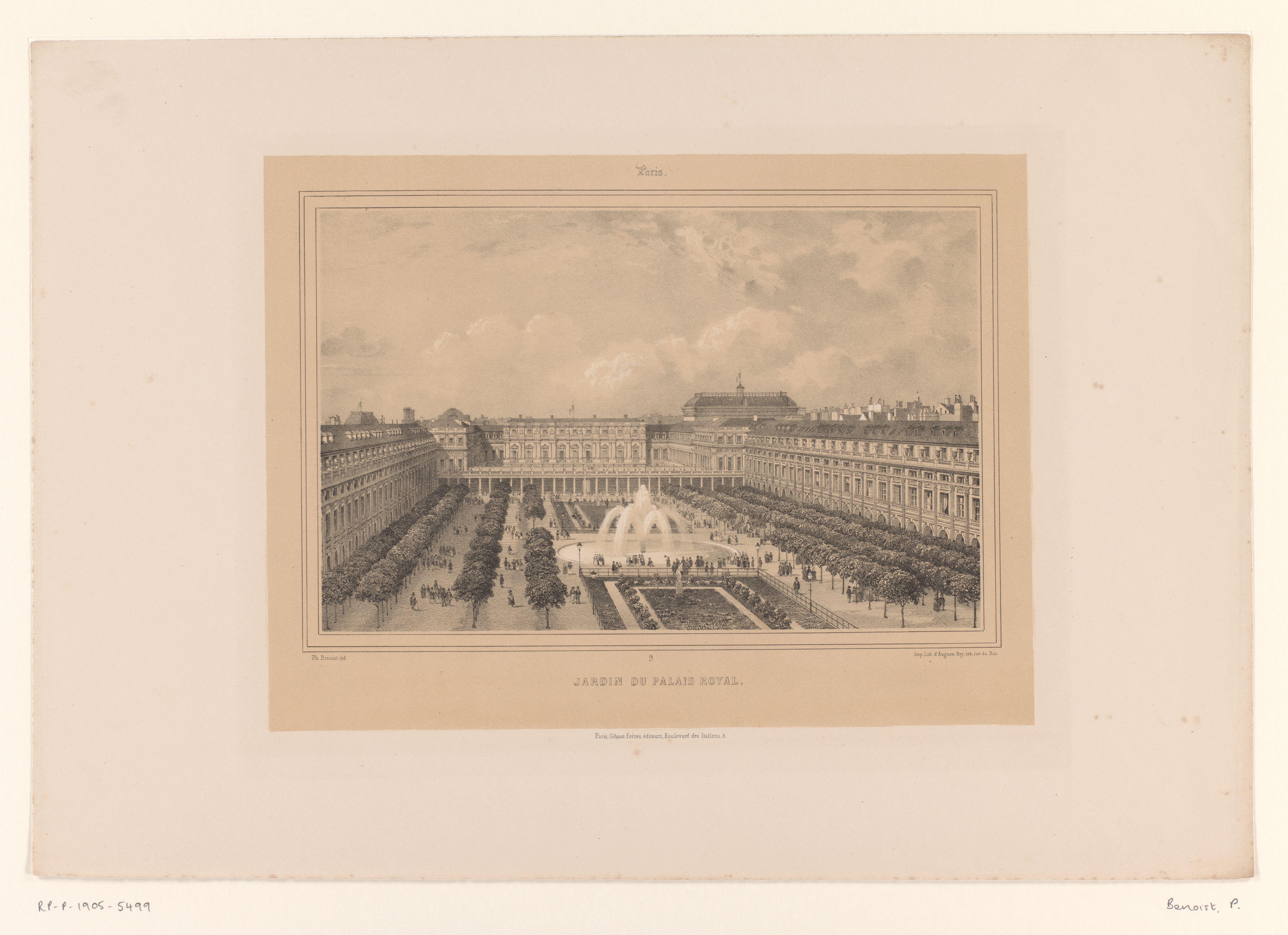 Zicht op de tuin van het Palais-Royal