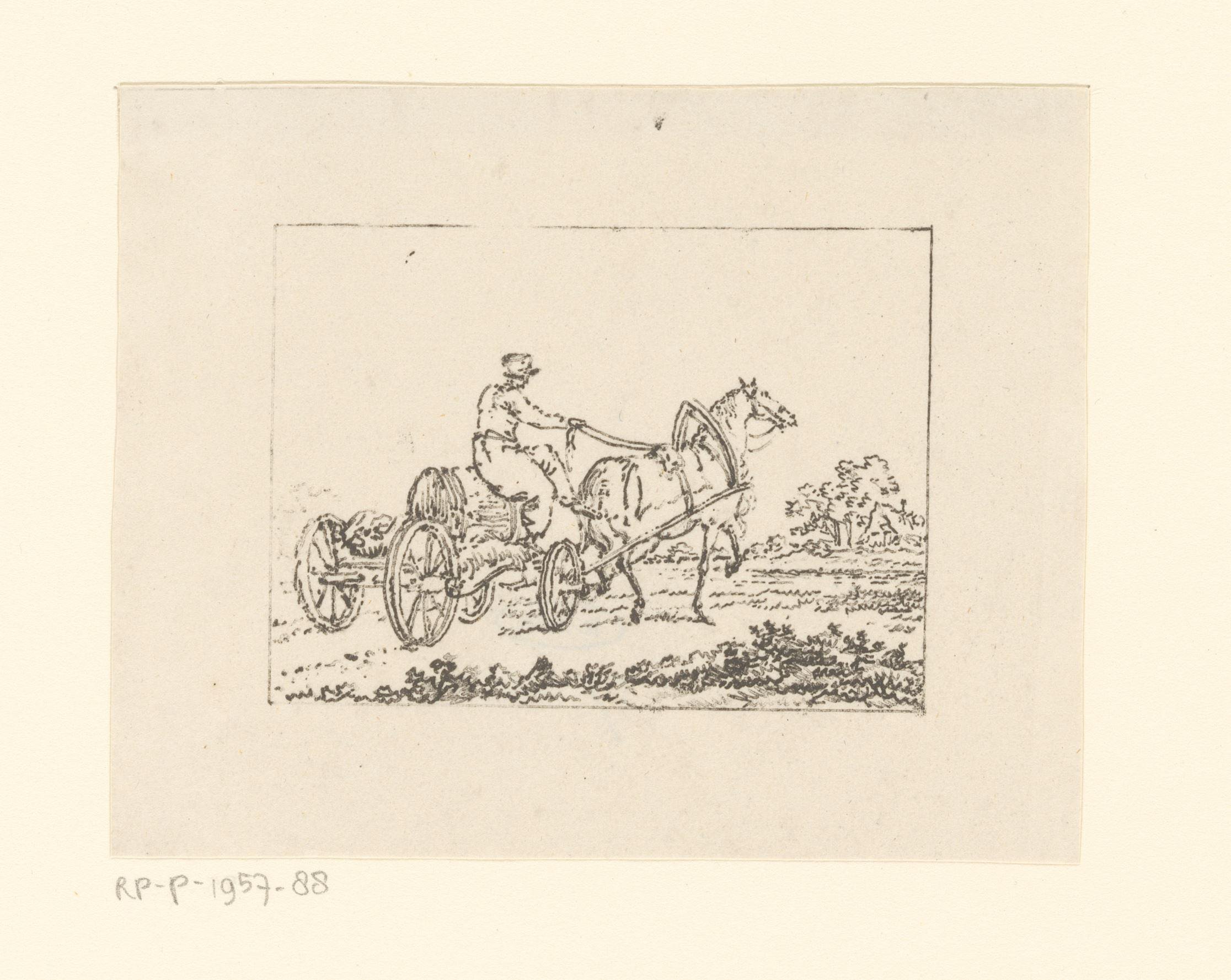 Paard en wagen met ton