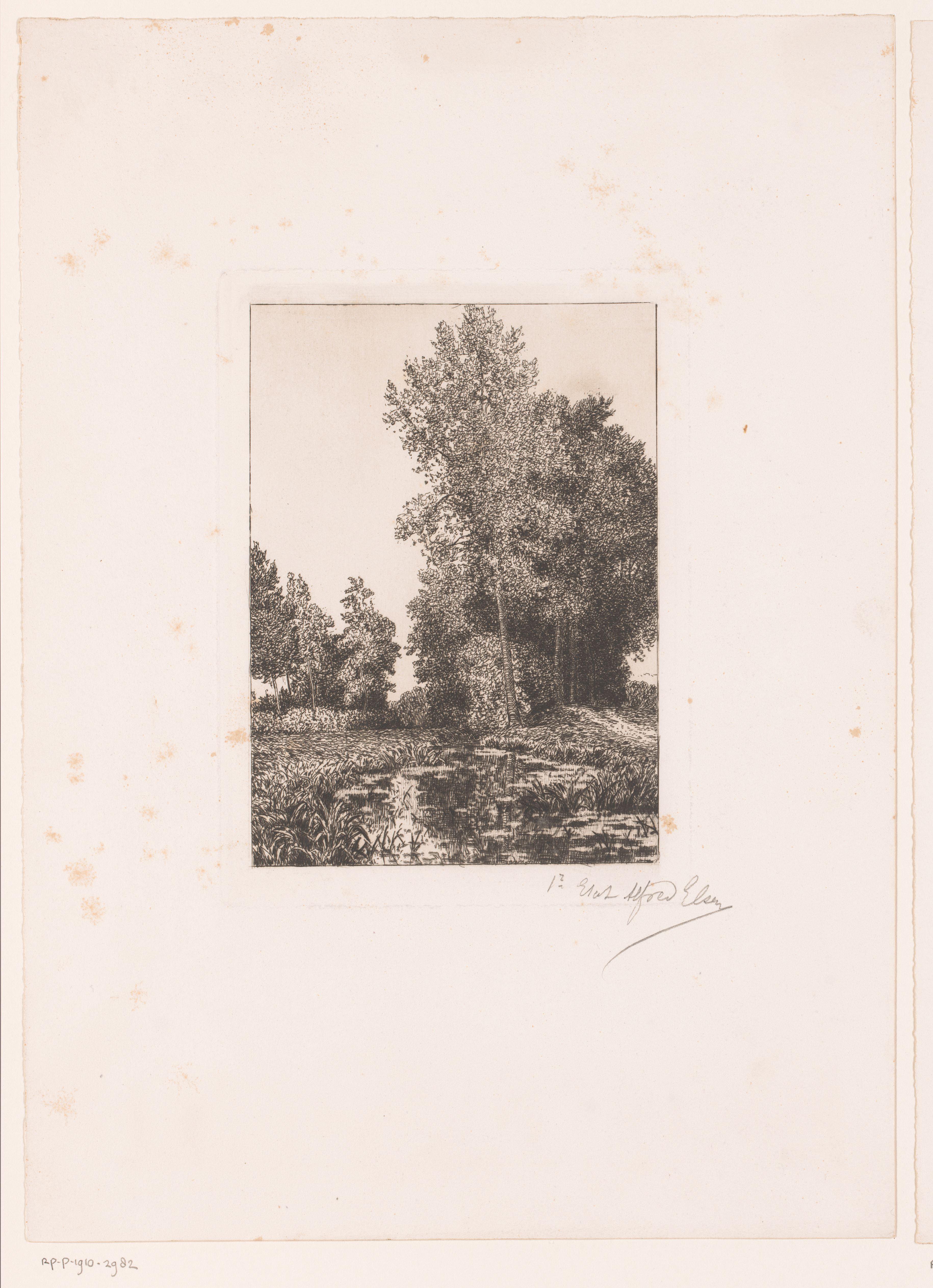 Landschap met beek op de voorgrond