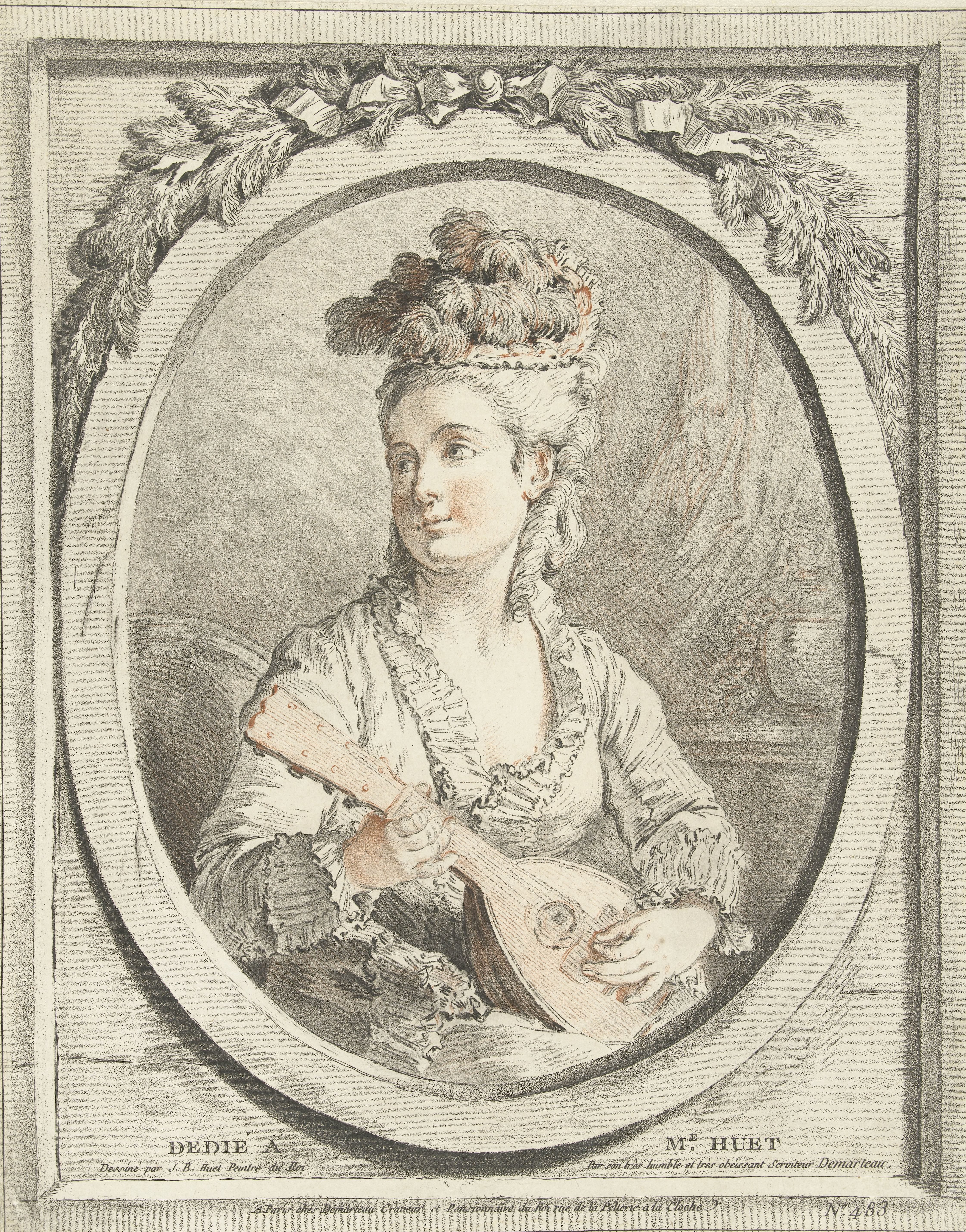 Musicerende vrouw in ovaal